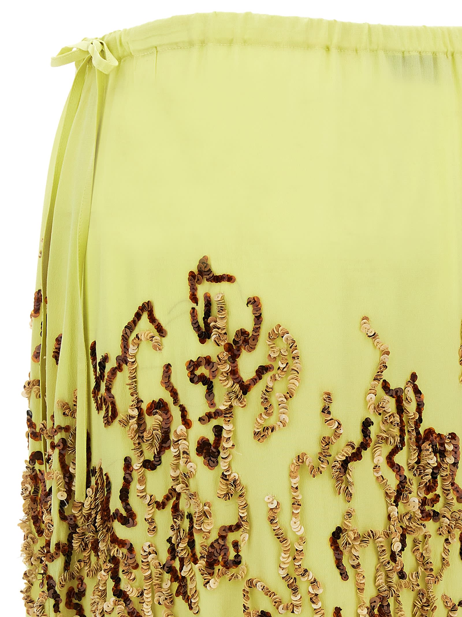 Dries Van Noten Yellow Skirt In Silk With Sequins In Yellow