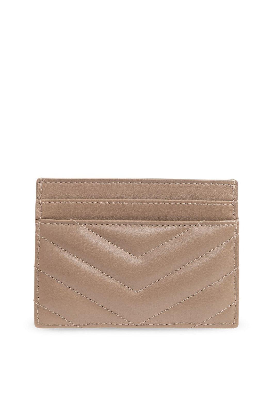 Saint Laurent Cassandre Card Holder In Brown