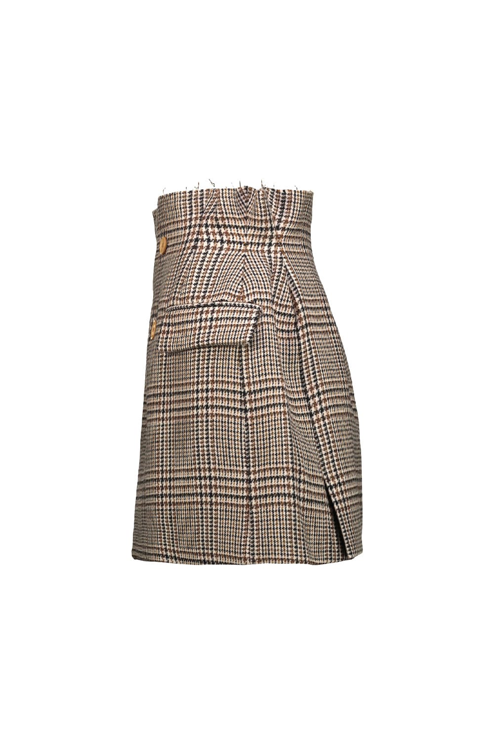 Shop Vetements Deconstructured Tailored Mini Skirt In Beige Houndstooth Check