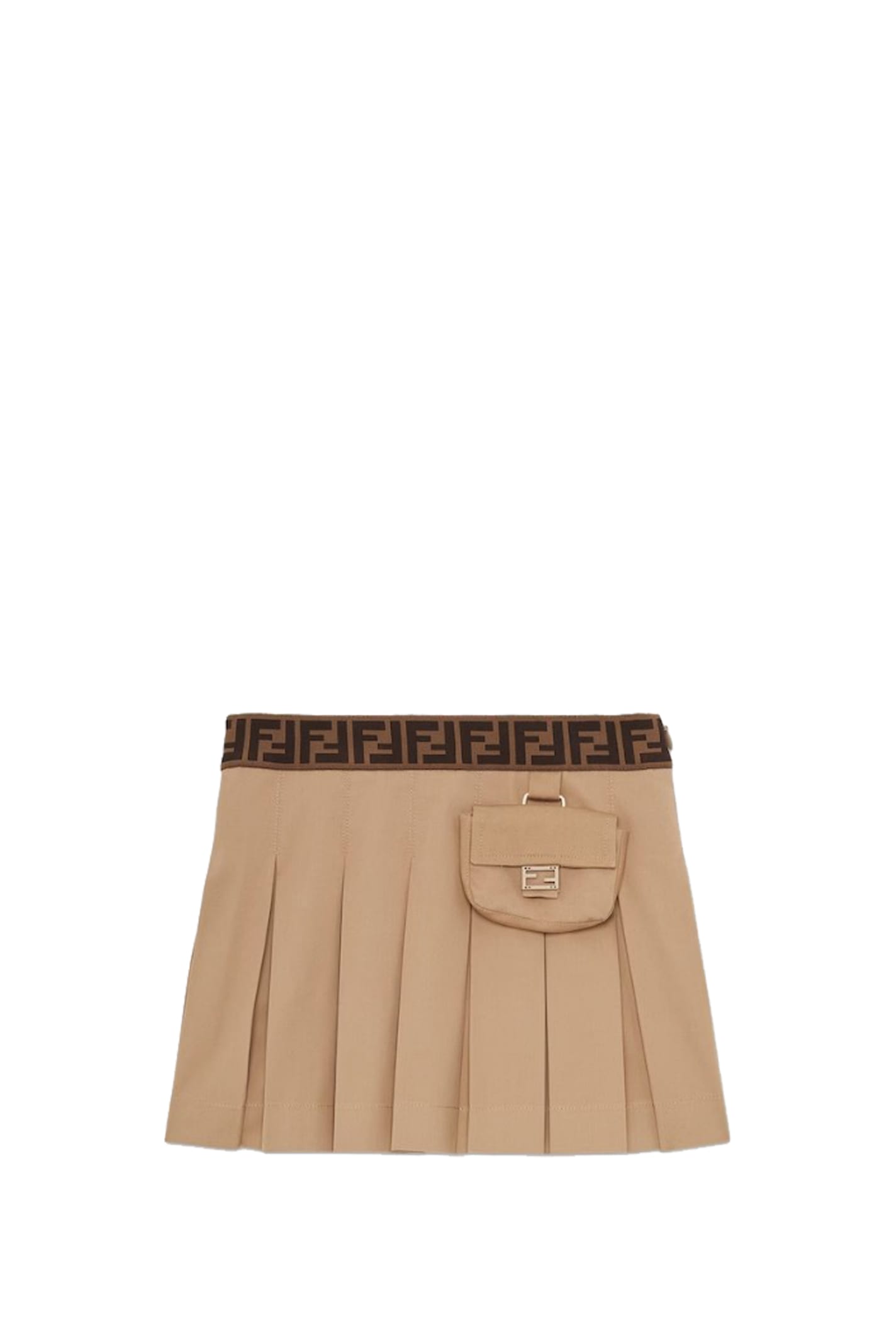 Shop Fendi Junior Mini Skirt In Beige Gambardina