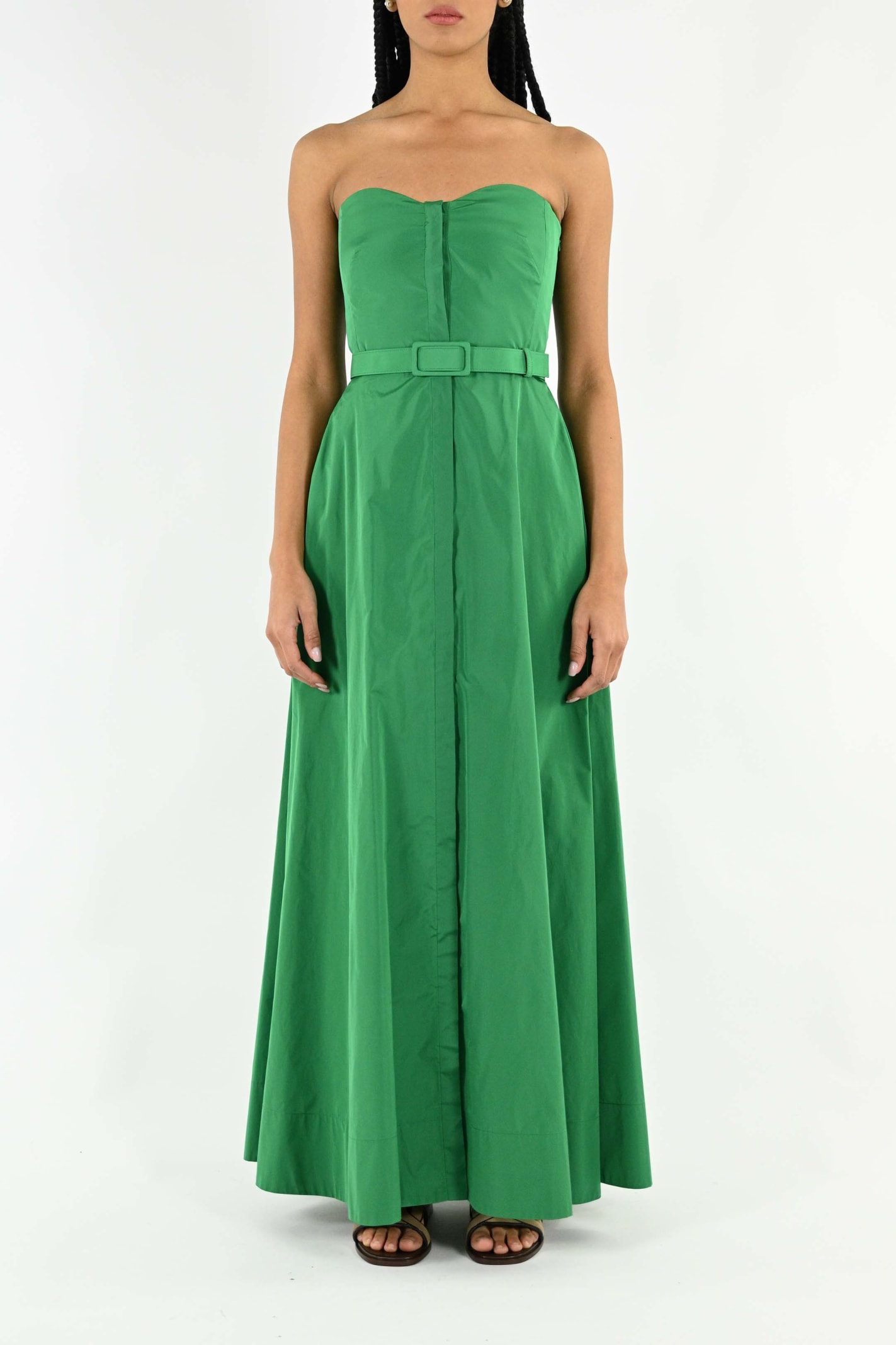 green emerald velvet dress Emerald Green Taffeta Bardot Maxi Dress – WearMyWardrobeOut main image 1