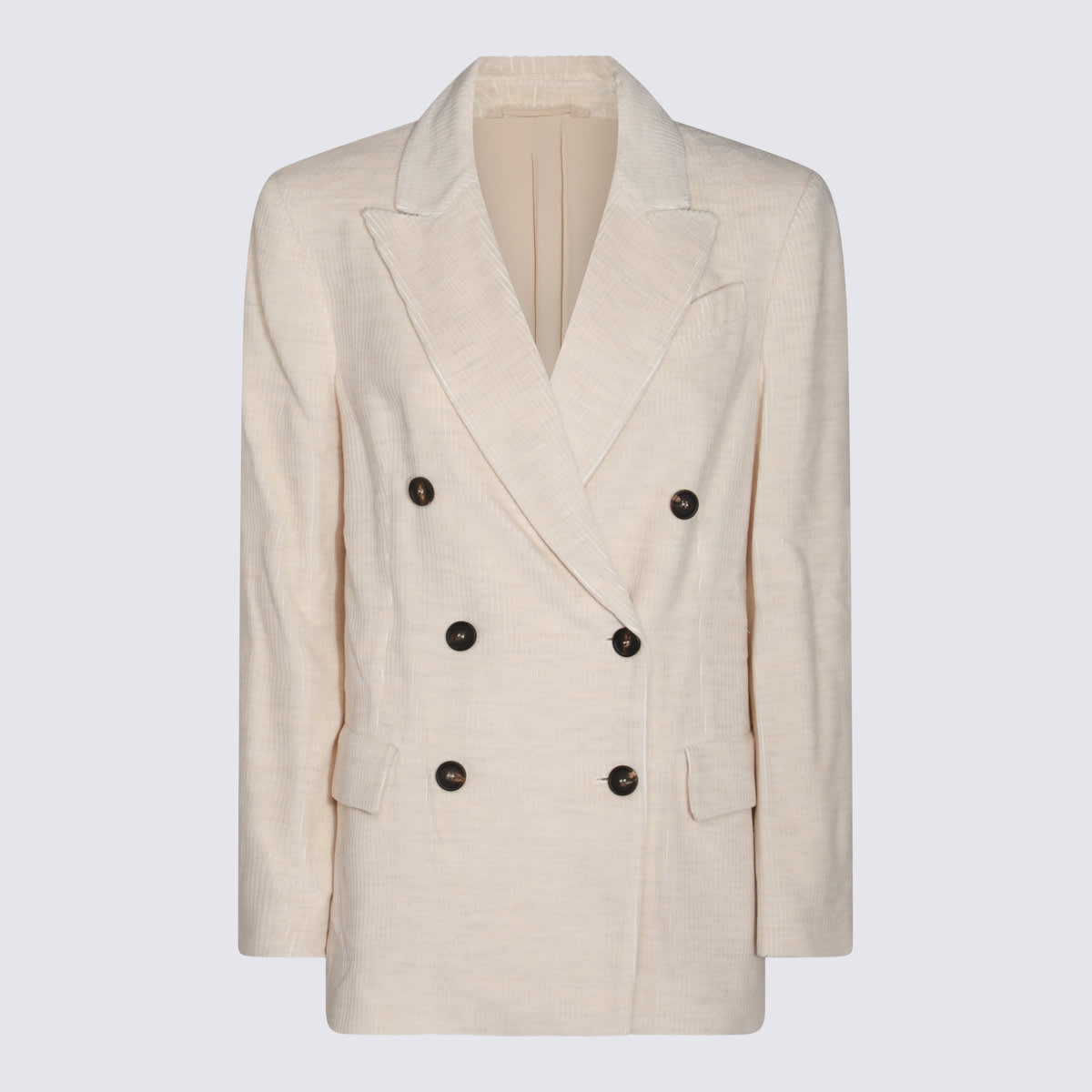 BRUNELLO CUCINELLI IVORY VISCOSE BLAZER 