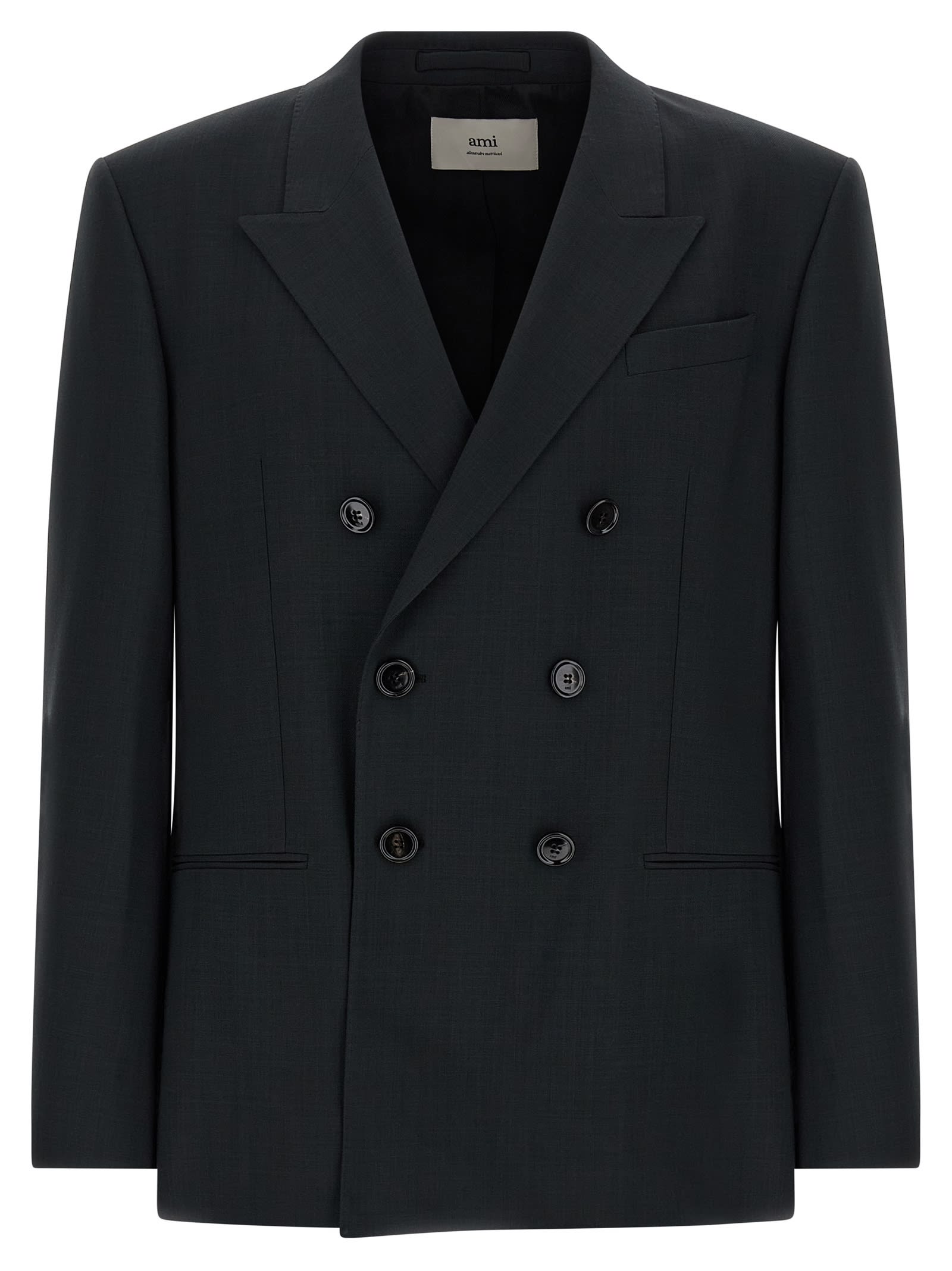 Ami Alexandre Mattiussi Tailored Wool Blazer Featuring Notch Lapel In Black