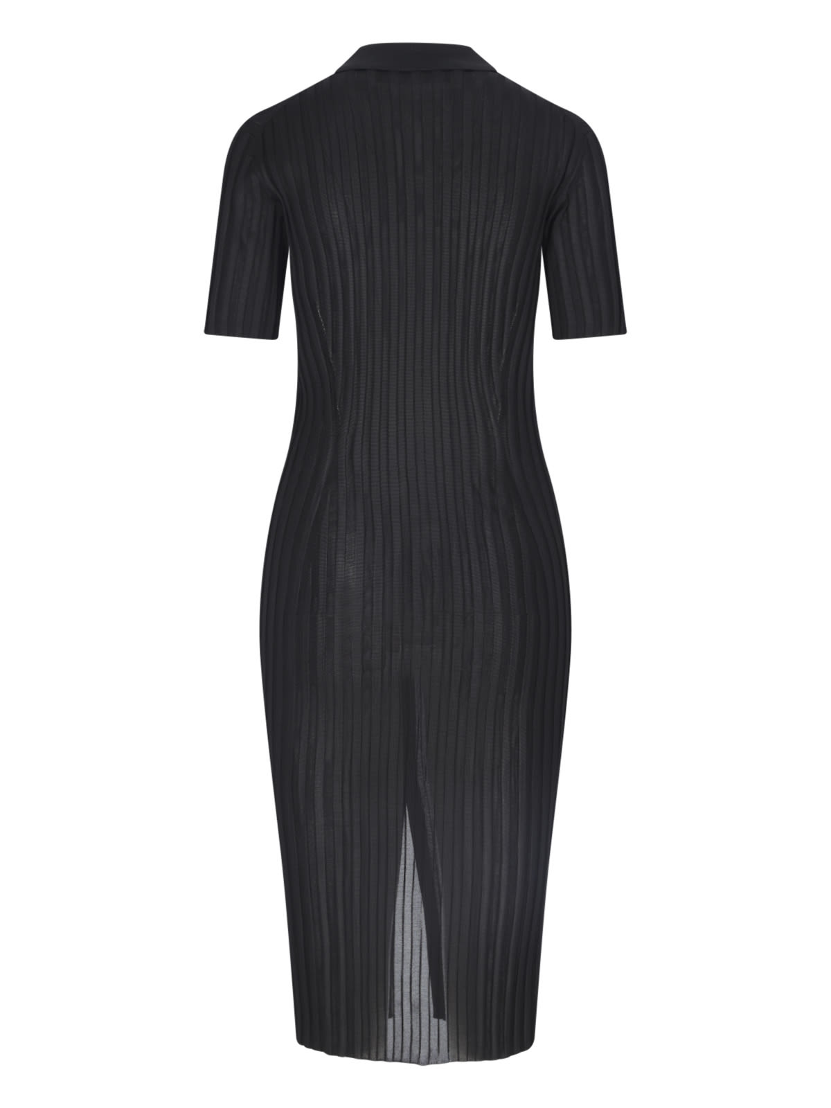 Shop Versace Pleated Midi Dress In Black