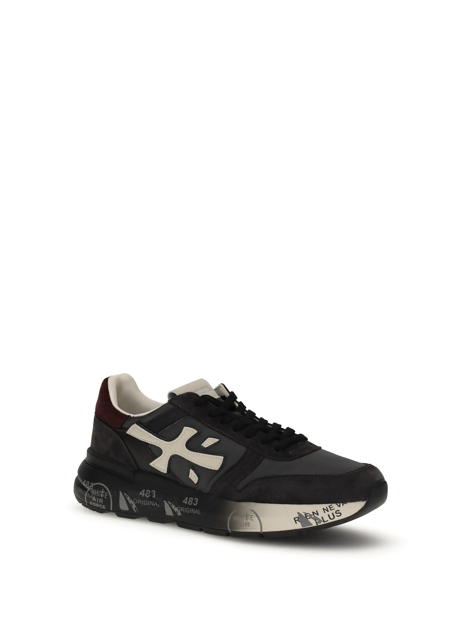 Premiata Casual Low Top Sneakers With Suede Accents In Black