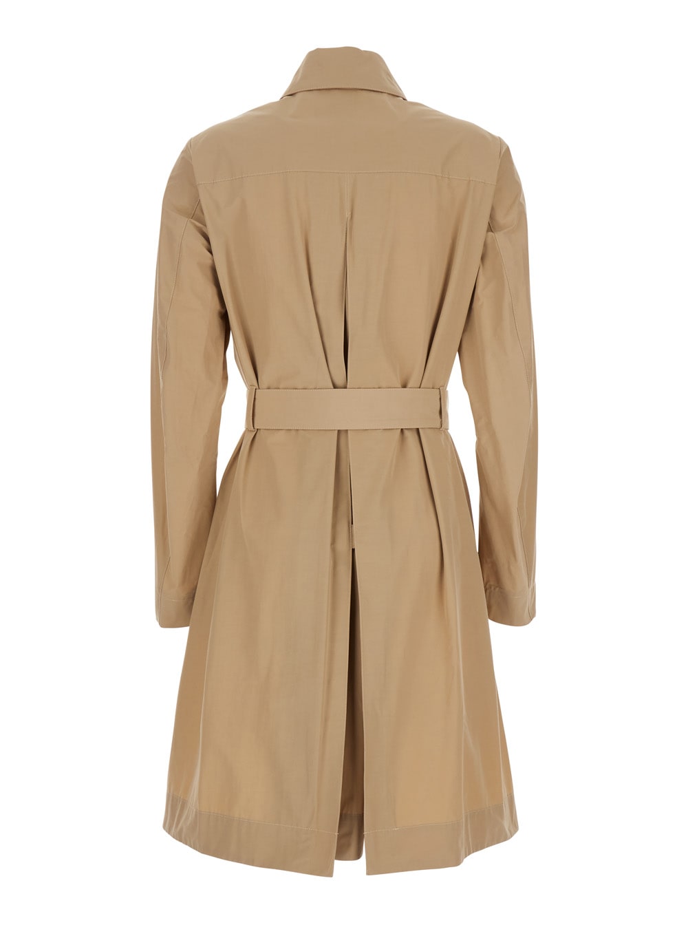 Merci Beige Trench Coat With Classic Collar And Adjustable Belt In Fabric Woman In Brown