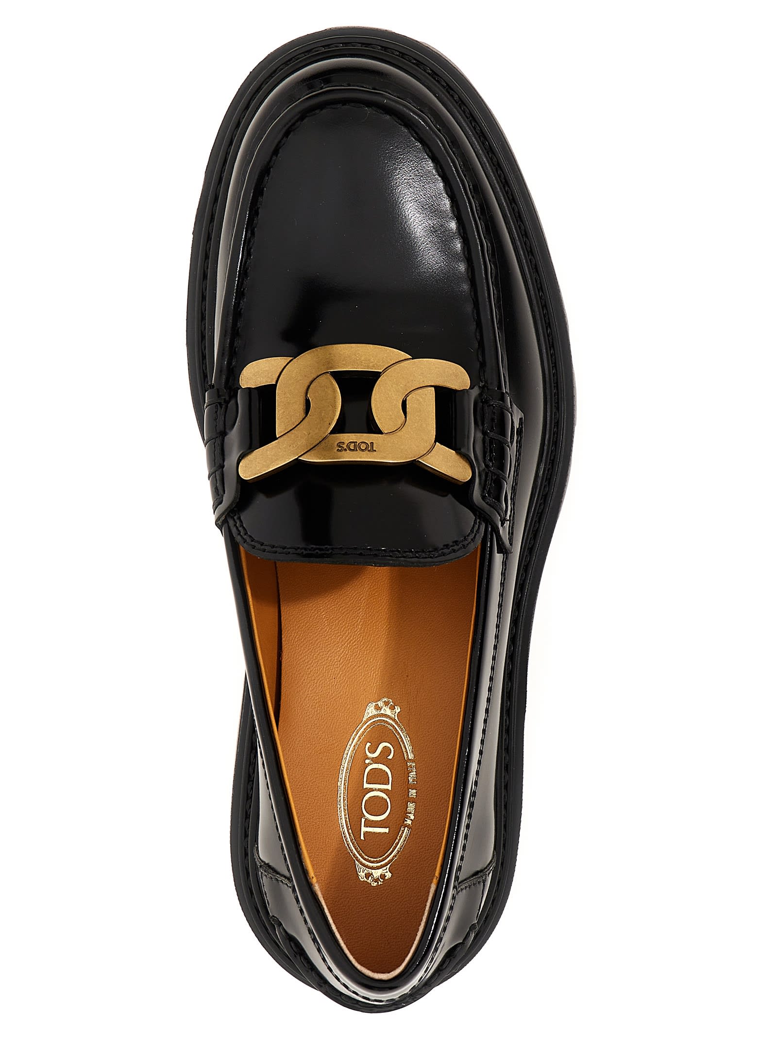 Shop Tod's Chain Loafers In Pelle Nero