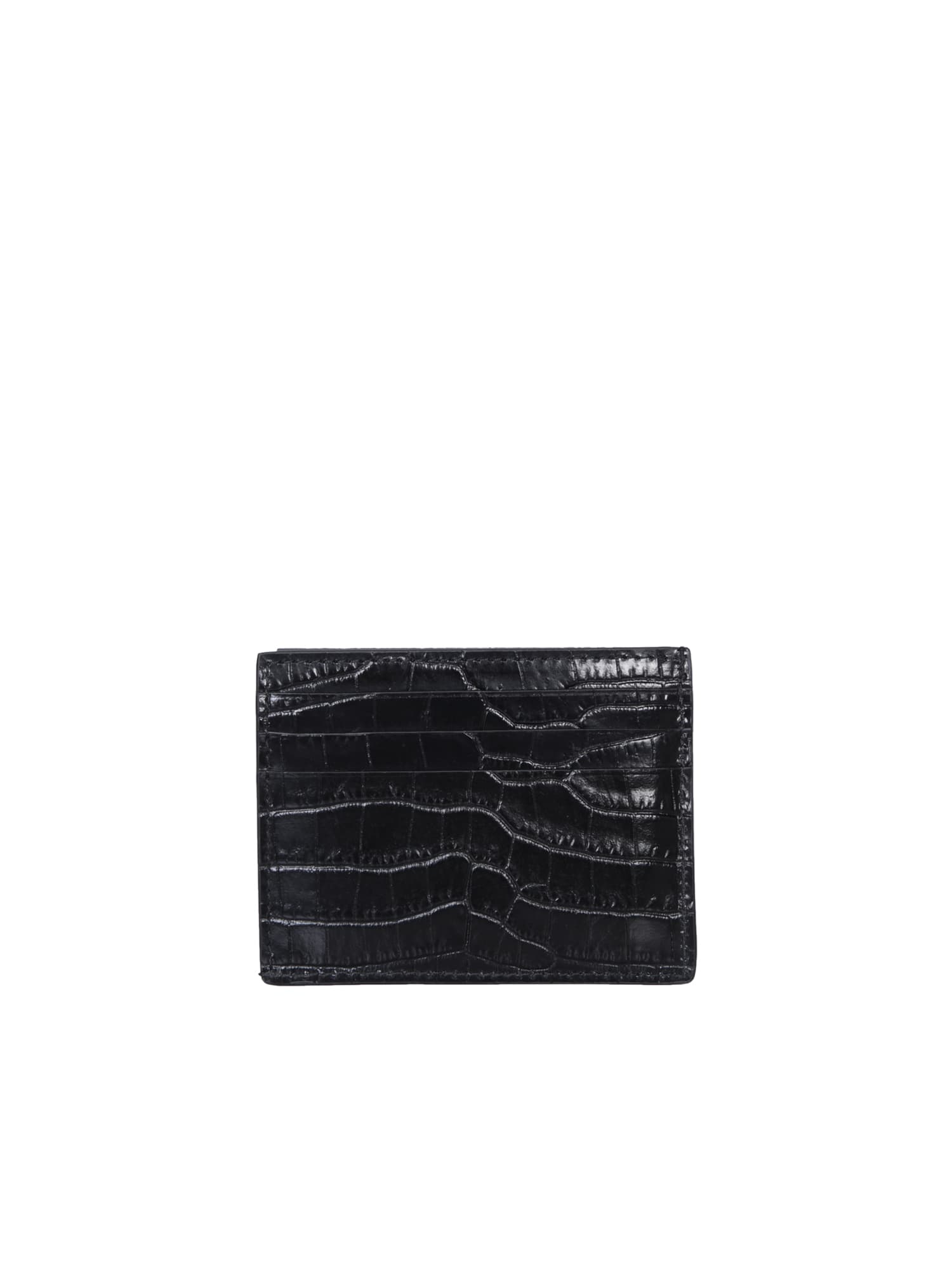 Shop Tom Ford 6 Slots Crocodile Black Wallet
