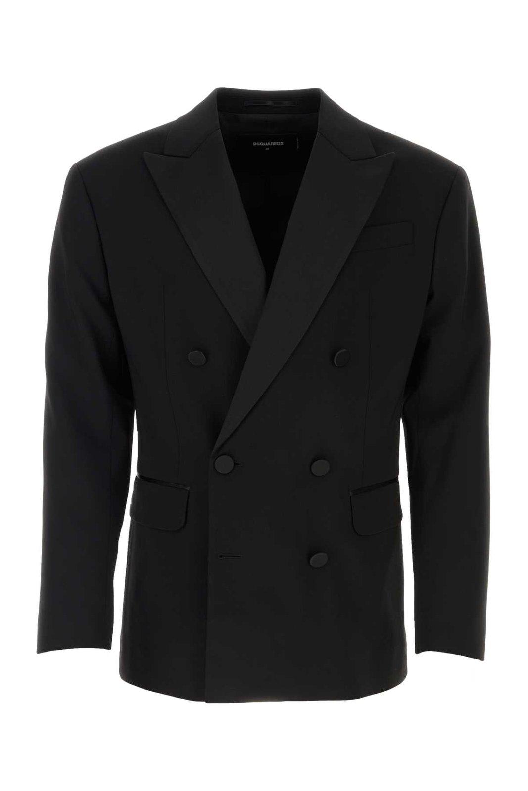 Dsquared2 Double-breasted Long-sleeved Blazer In Black