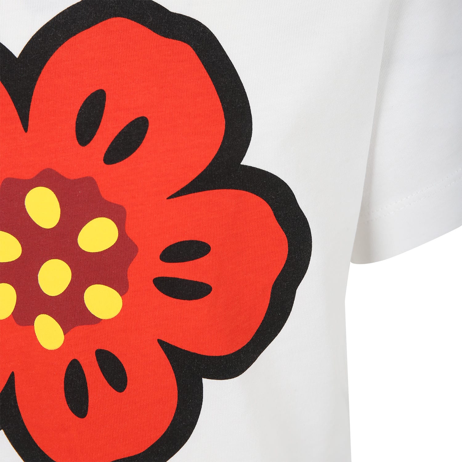 Shop Kenzo White T-shirt For Girl With Flower In Bianco