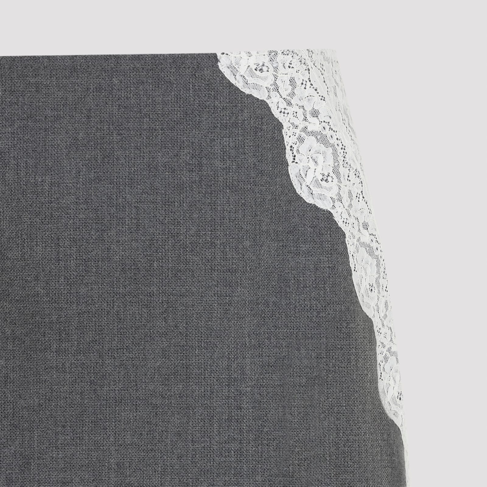 Jil Sander High Waist Gray Wool Skirt With Organza Hem In Gray