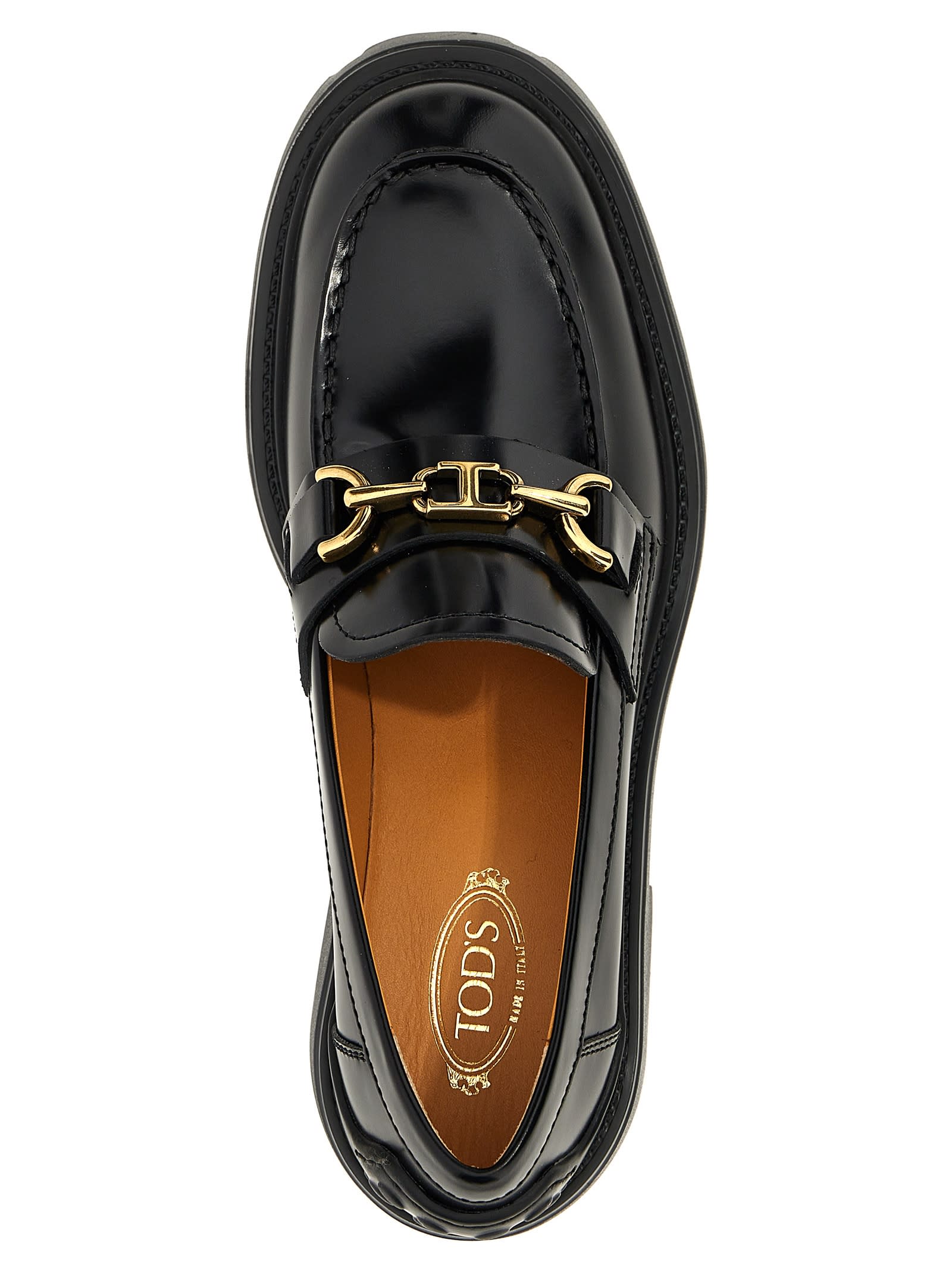 Shop Tod's Gomma Carro Loafers In Nero