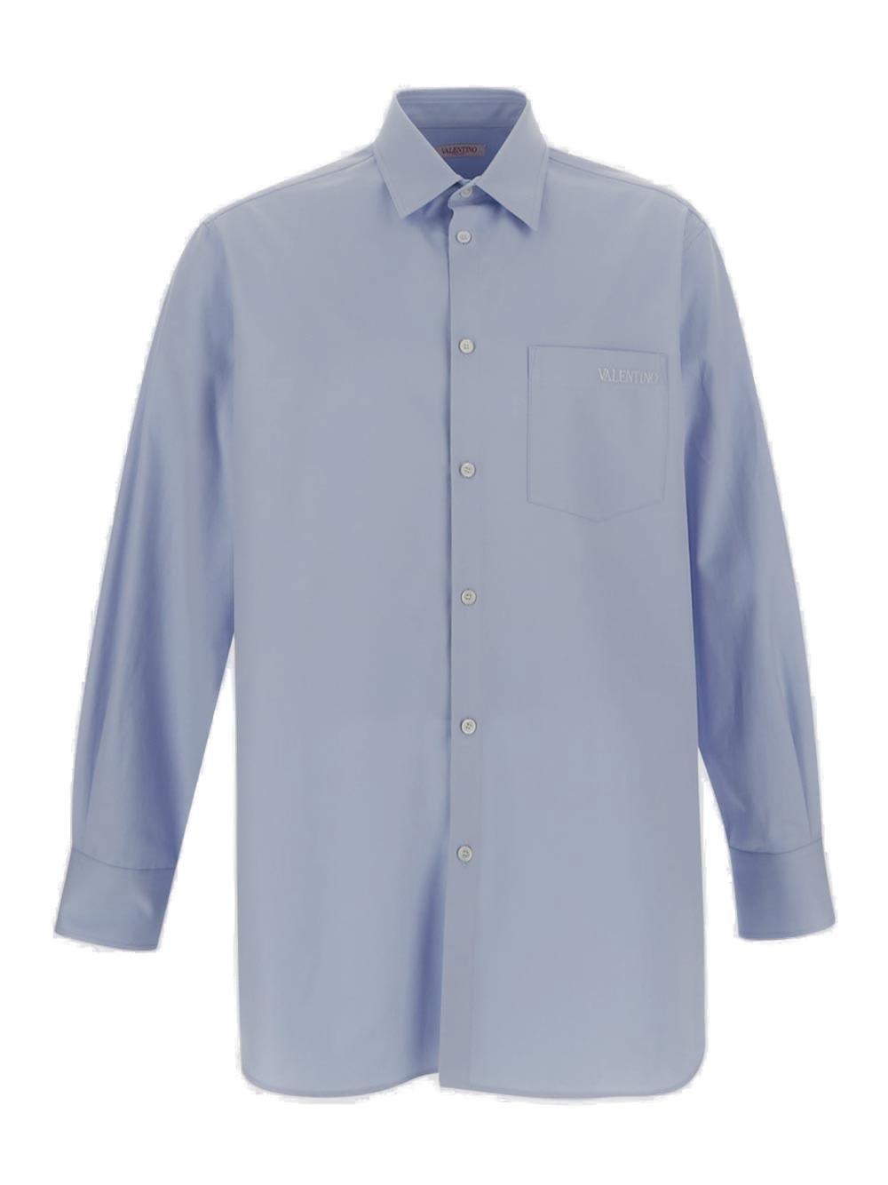 Shop Valentino Classic Chest Pocket Shirt In Azure