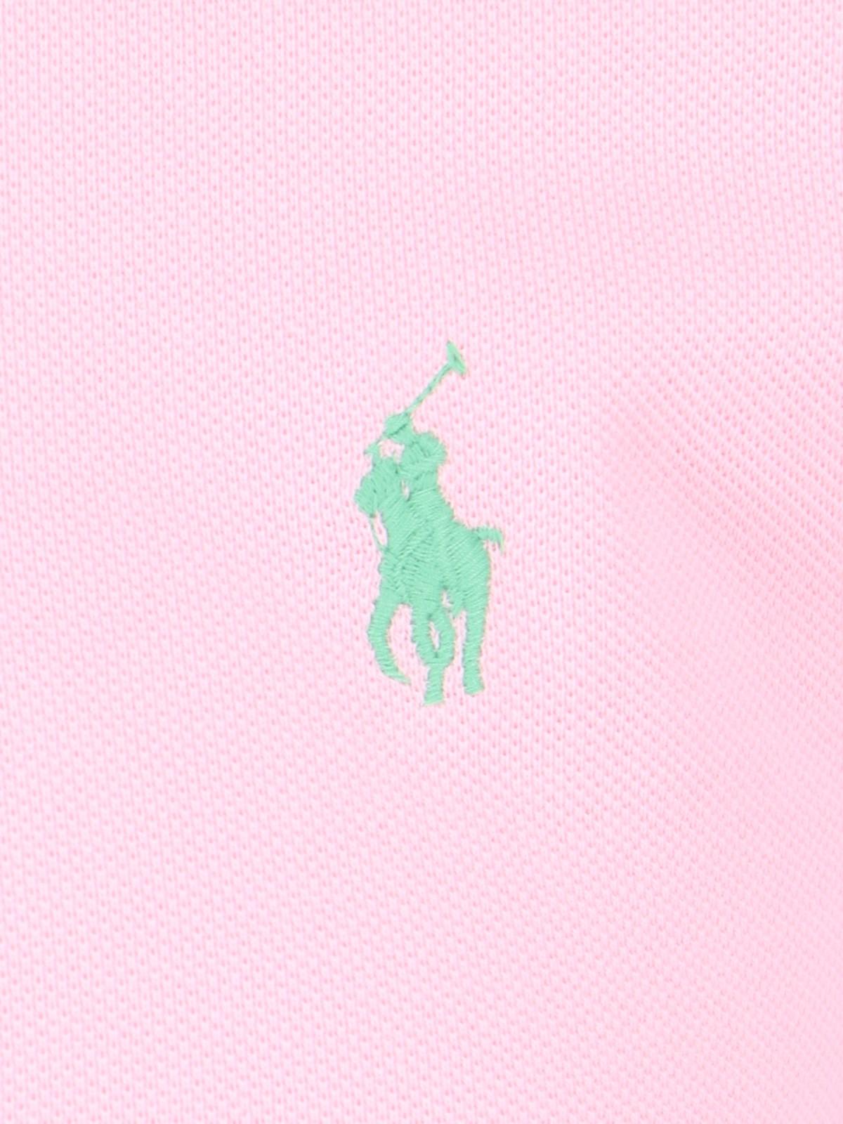 Shop Polo Ralph Lauren Logo Polo Shirt  In Pink