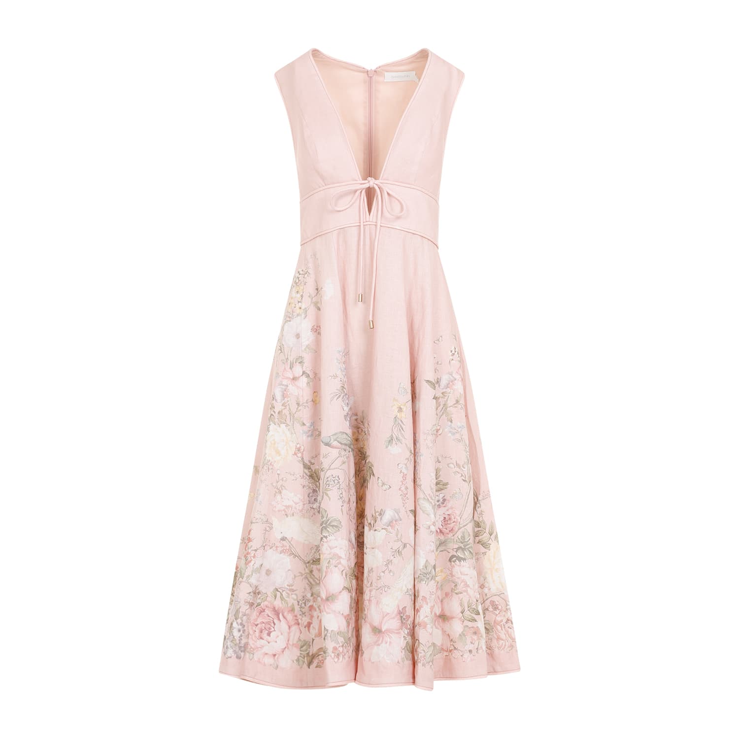 Shop Zimmermann Waverly Plunge Midi Dress In Pink Floral