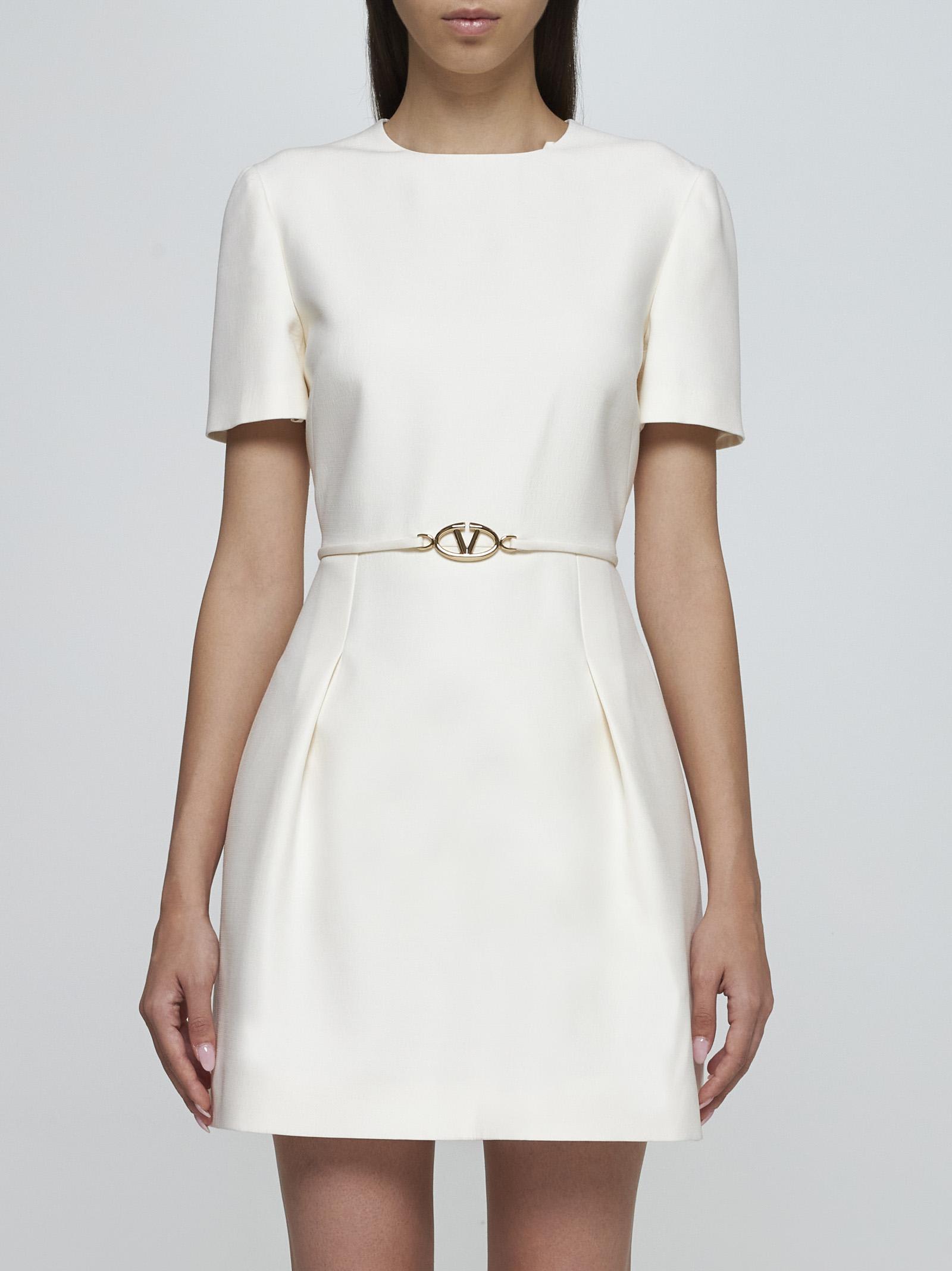 Shop Valentino Wool And Silk Mini Dress In Ivory