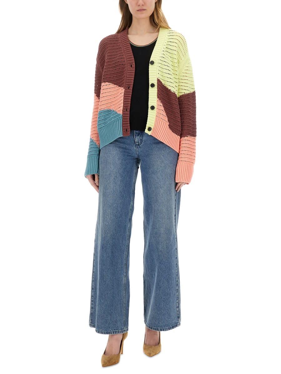 Ps By Paul Smith Ps Paul Smith Gradient Wave Knitted Cardigan In Multicolour