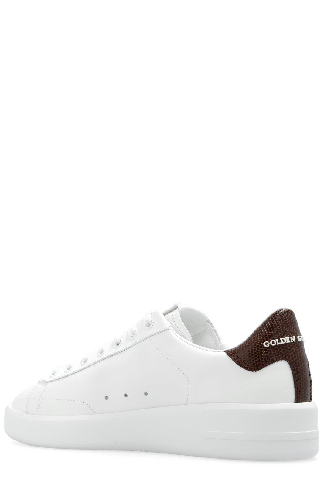 Shop Golden Goose Pure-star Lace-up Sneakers In White/burgundy