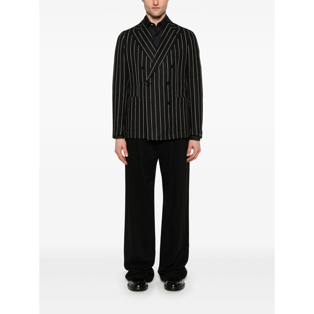 Tagliatore Striped Blazer In Black