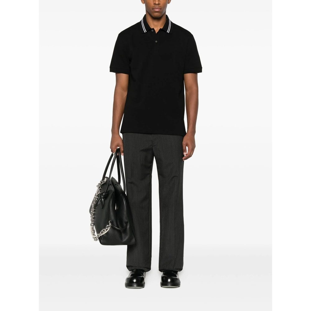 Alexander Mcqueen Polo Shirt With Logo On The Collar In Black