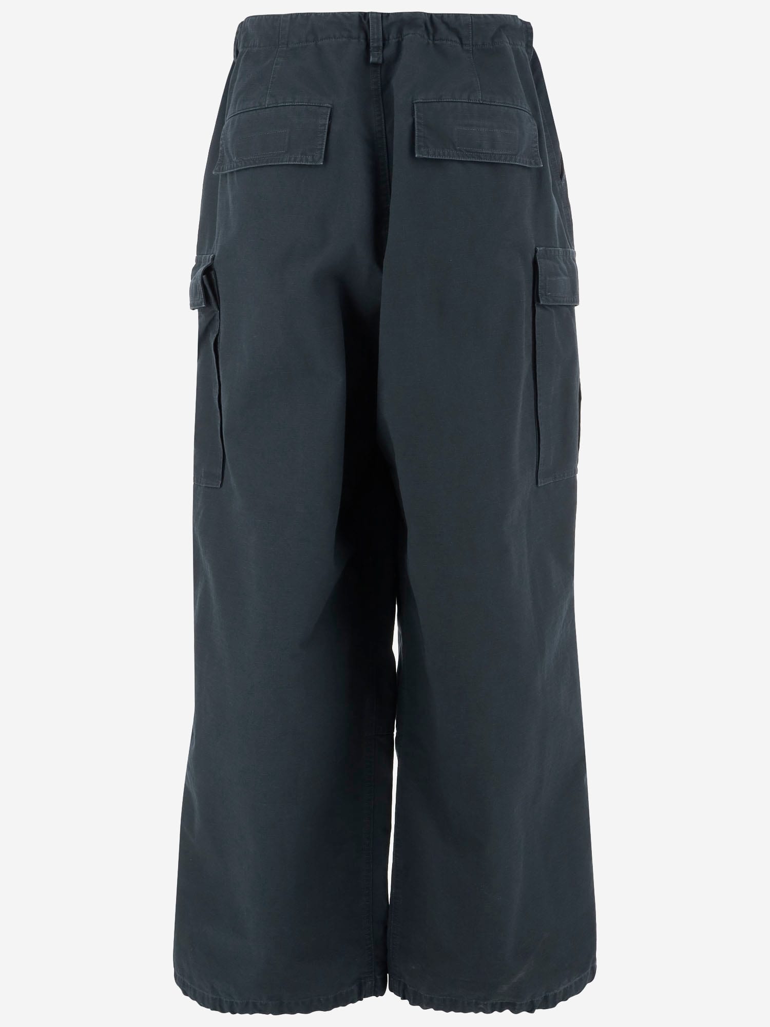 Balenciaga Navy Blue Cotton Cargo Pant In Ink