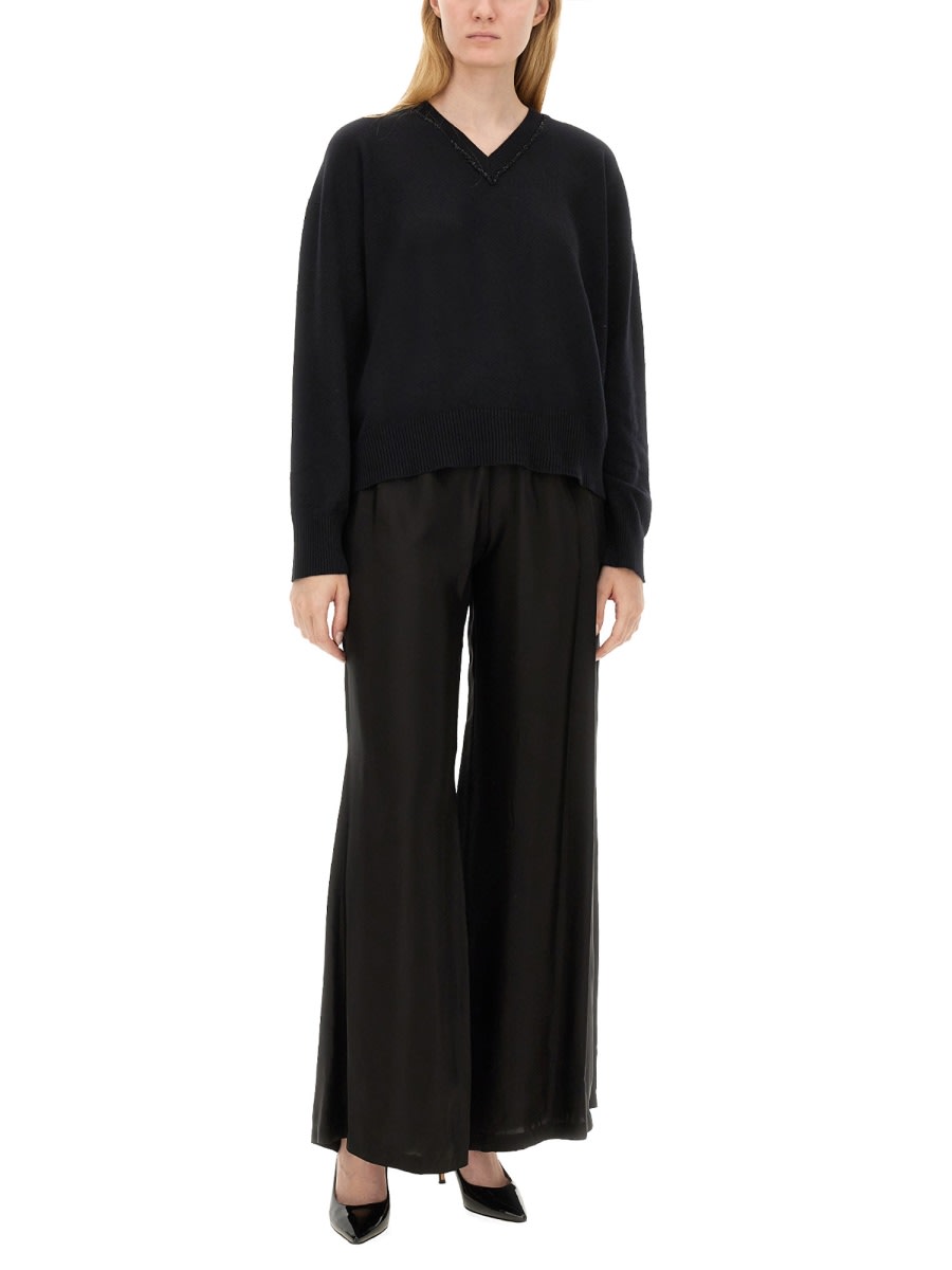 Shop Fabiana Filippi V-neck Sweater In Black