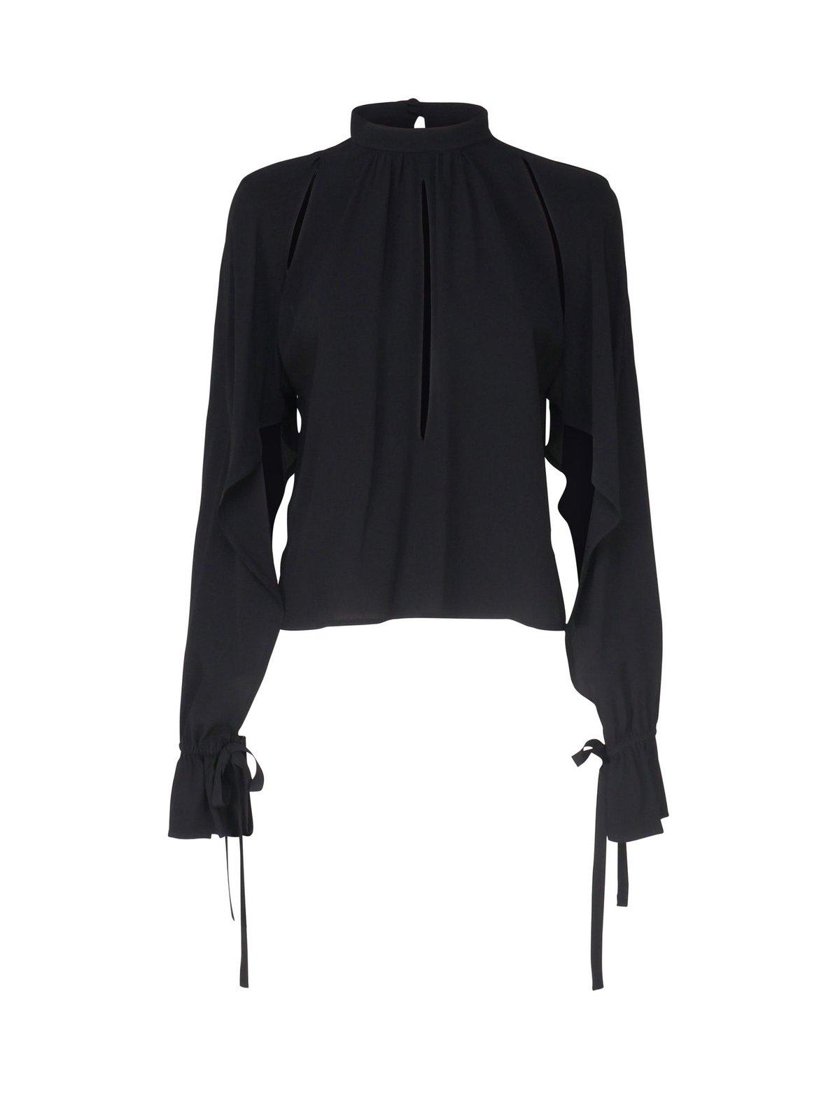 Shop Pinko Ruffled Sleeve Blouse In Nero Limousine