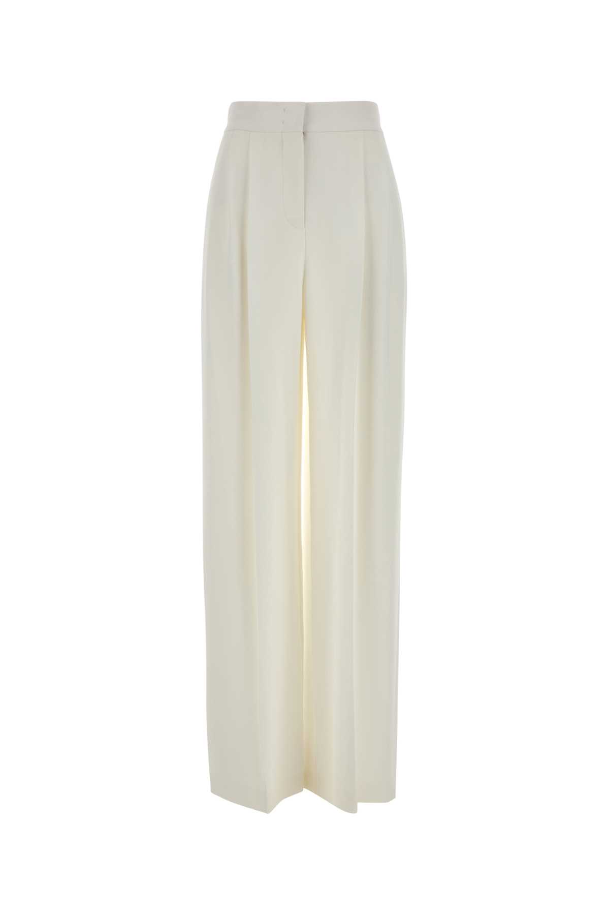 Alberta Ferretti Wide-leg High Waist Crepe Trousers In White