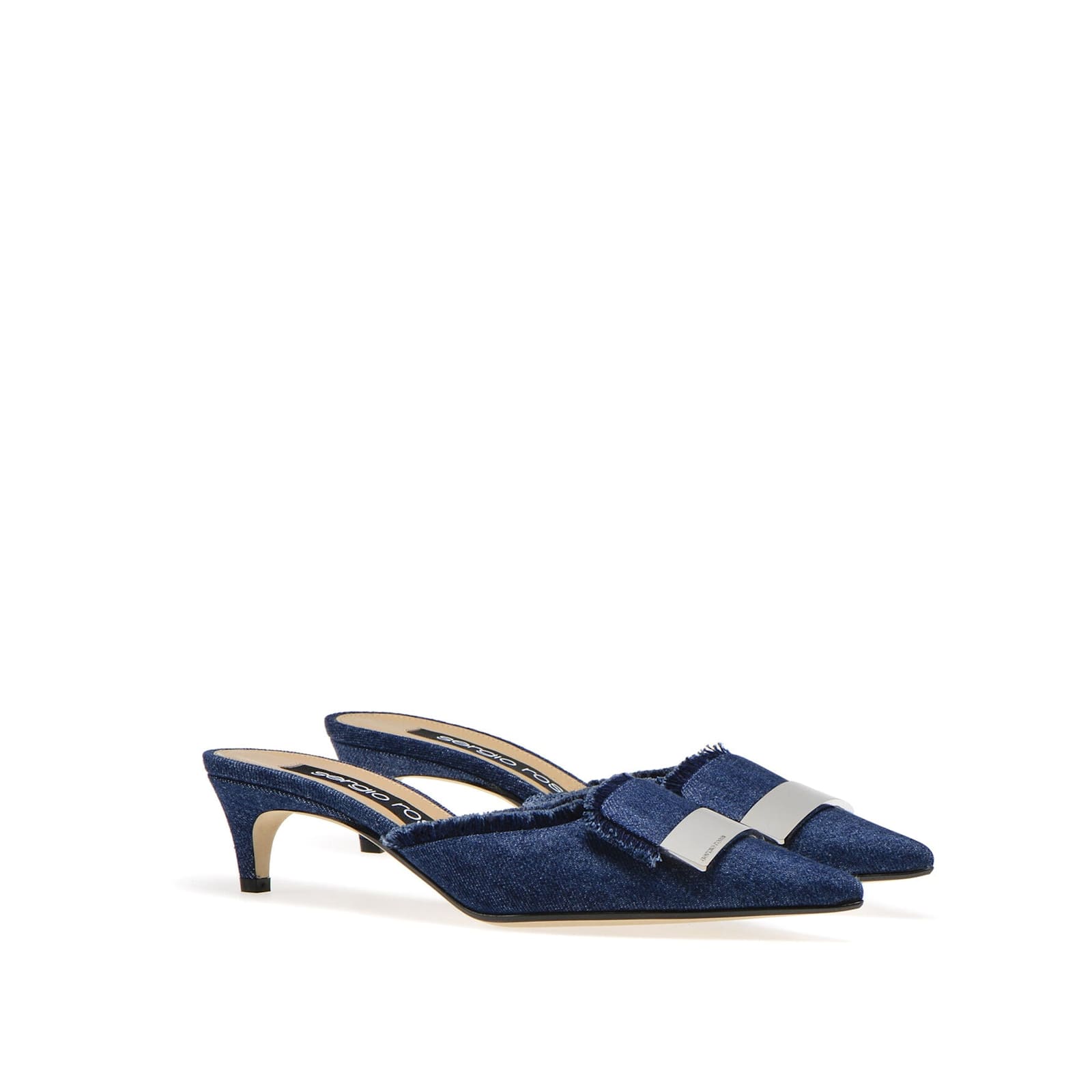Sergio Rossi Denim Effect Mules In Blue