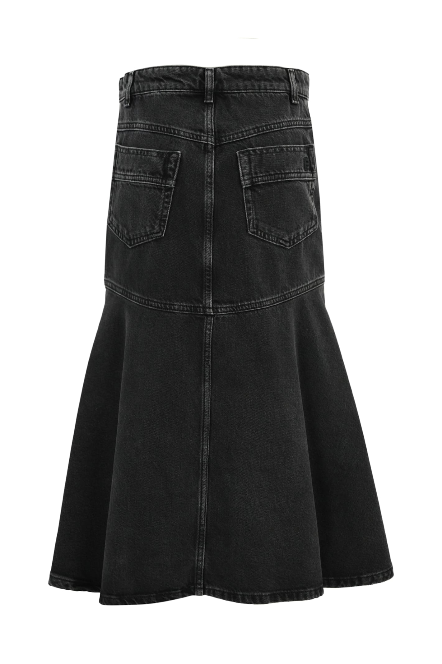 Shop Philosophy Di Lorenzo Serafini Black Denim Midi Skirt In Nero