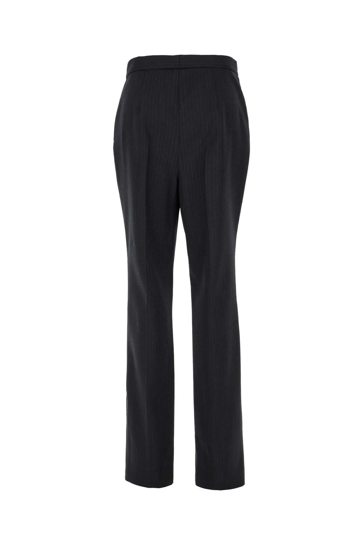 Shop Fendi Embroidered Stretch Wool Blend Pants In Nero