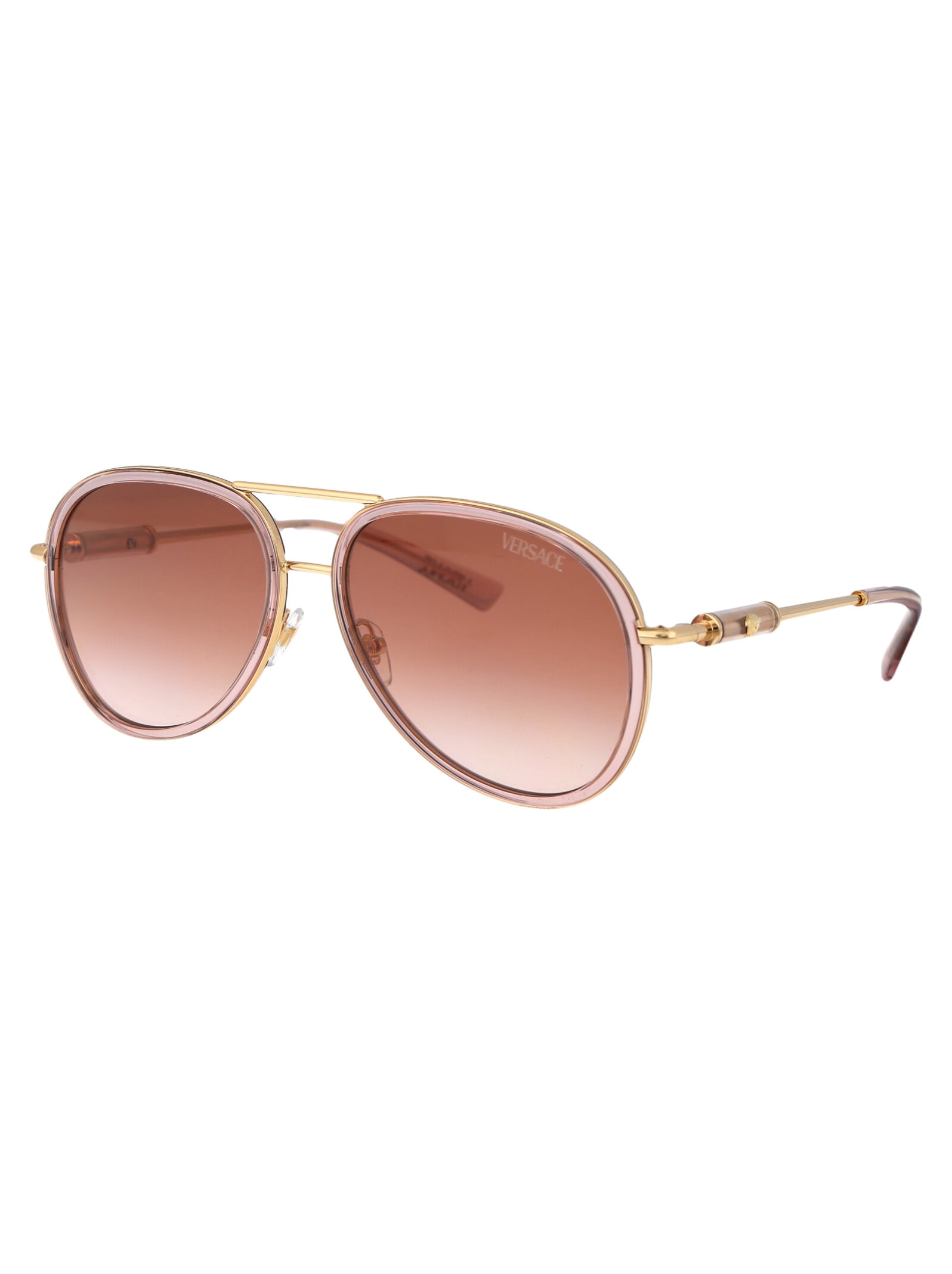 Shop Versace 0ve2260 Sunglasses In 100213 Brown Transparent