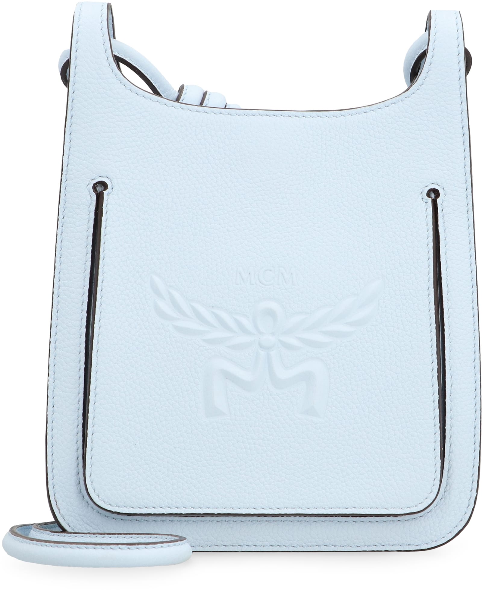 Shop Mcm Himmel Mini Leather Hobo Bag In Light Blue