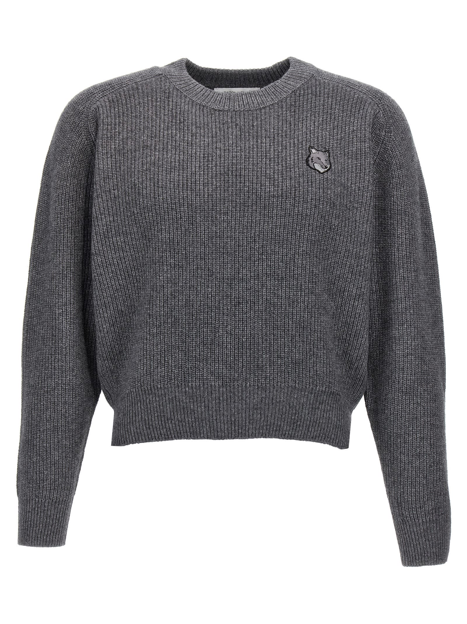 Shop Maison Kitsuné Bold Fox Head Sweater In Gray