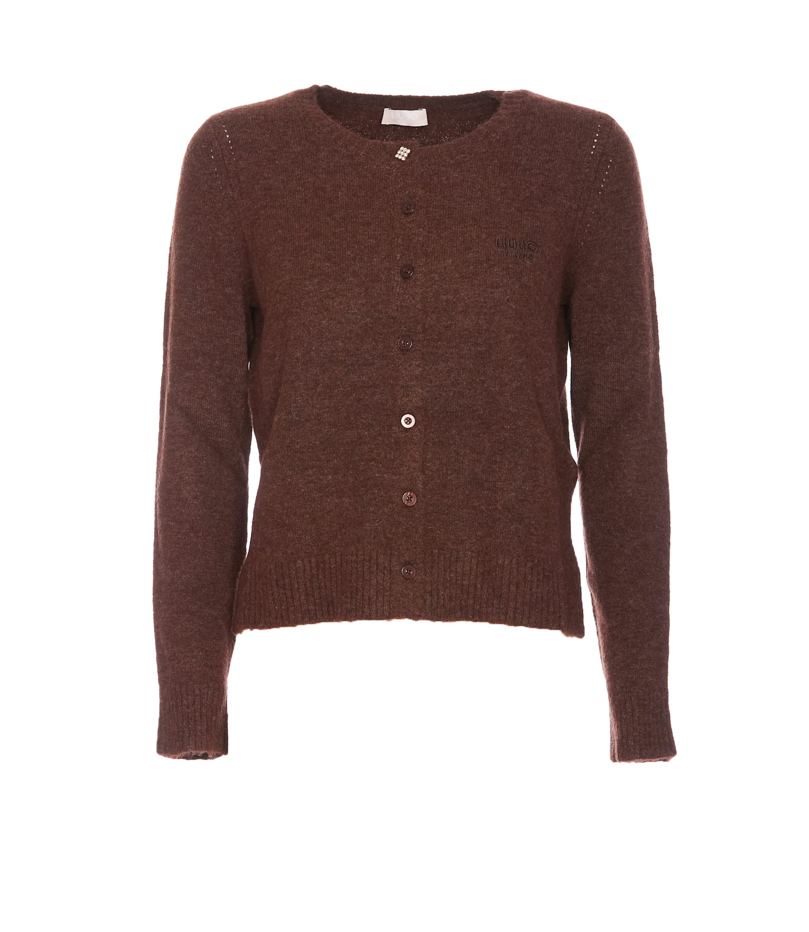 Liu •jo Wool And Alpaca Cardigan In Brown