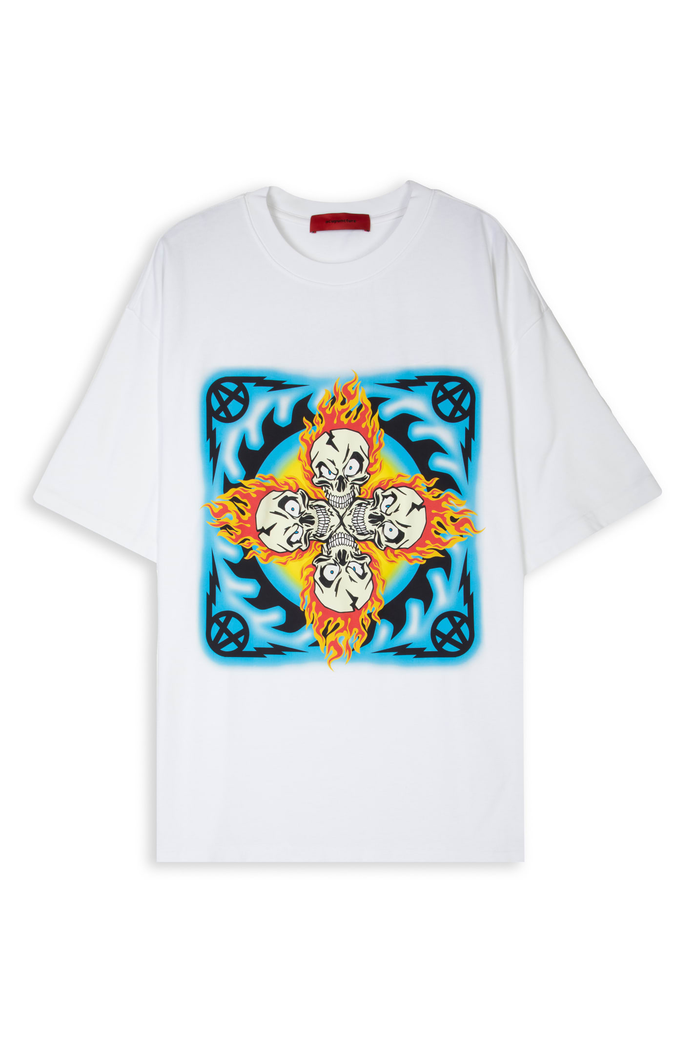 Acupuncture Acu White Cotton T-shirt With Skulls Print - Acu T-shirt In Bianco