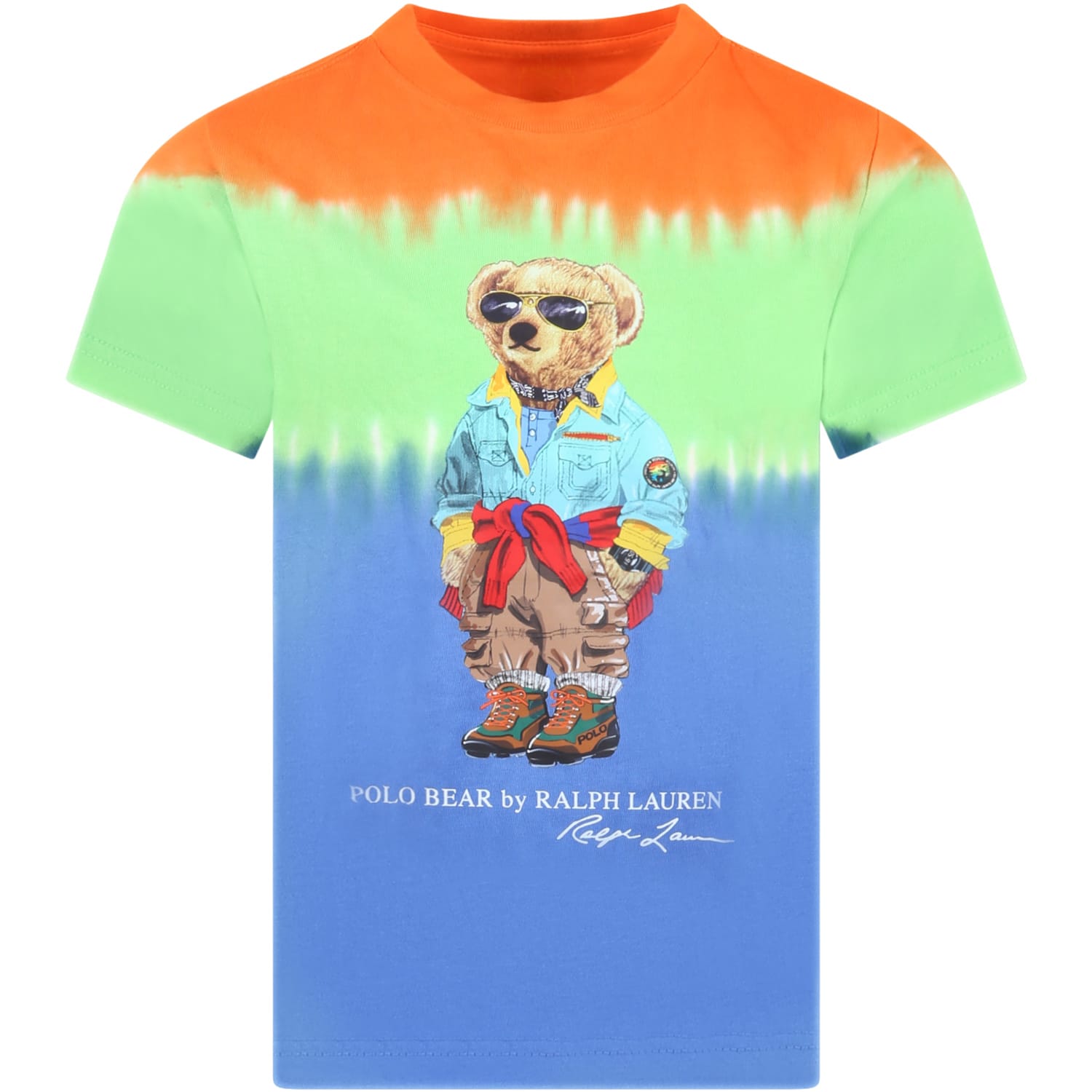 RALPH LAUREN MULTICOLOR T-SHIRT FOR BOY WITH POLO BEAR
