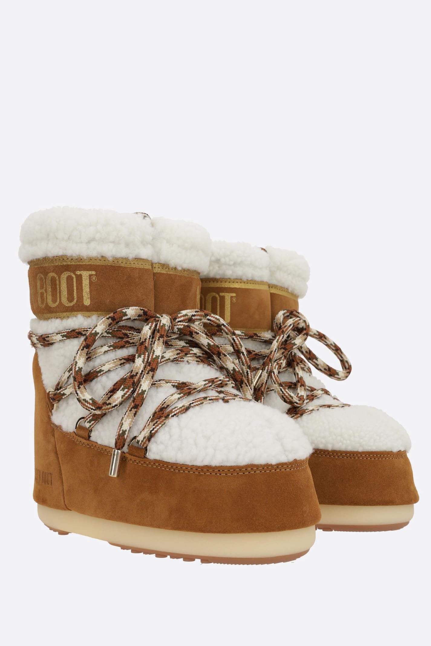 Moon Boot Mb Icon Low Suede And Shearling Snow Boots In Brown
