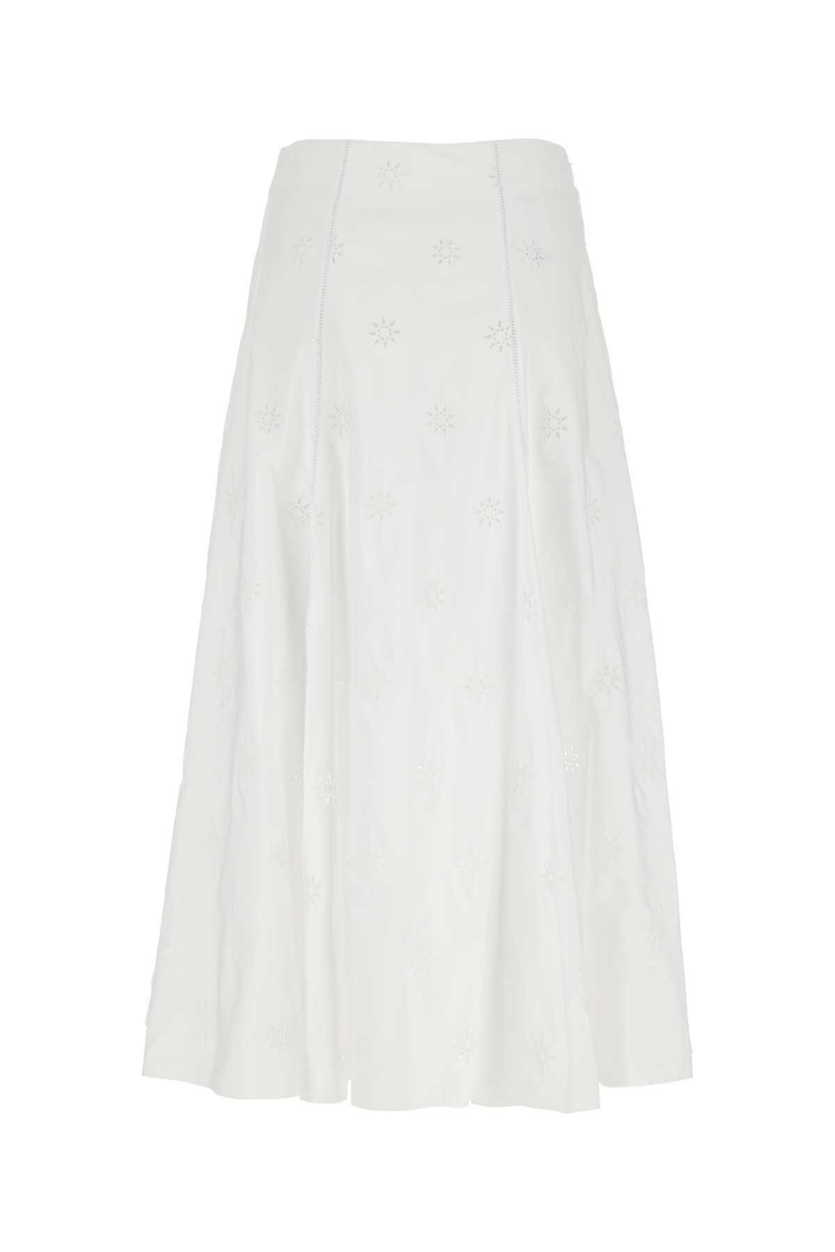 Chloé White Poplin Skirt In 101