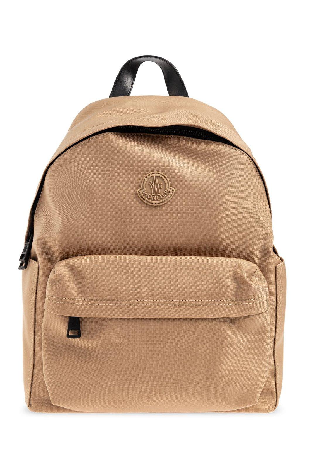 Shop Moncler New Pierrick Logo Patch Zipped Backpack In Beige