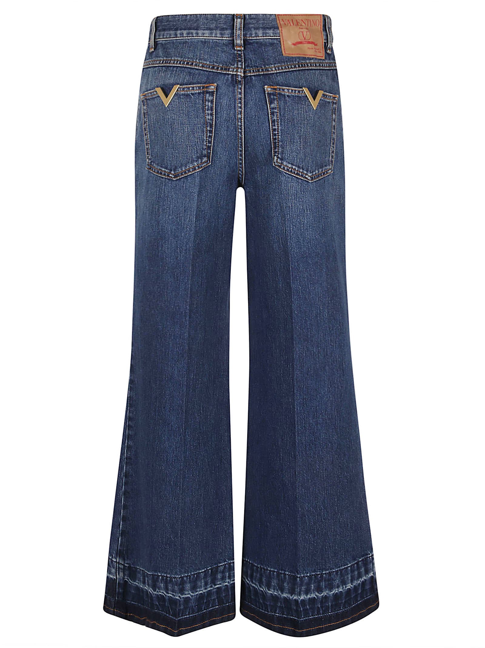 Shop Valentino Pants In Denim In Medium Blue Denim