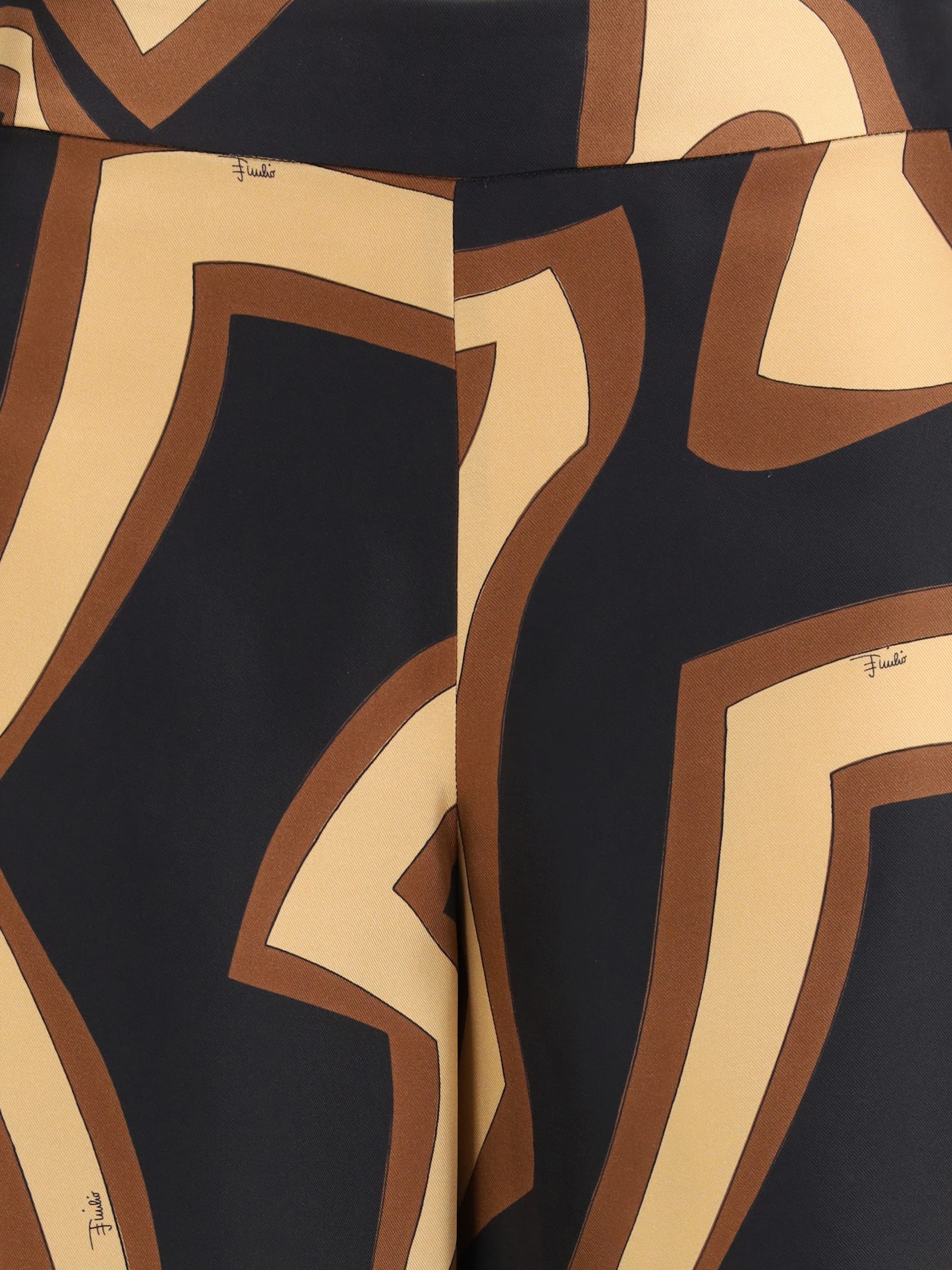 Pucci Multicolor Silk Casual Pants In Black