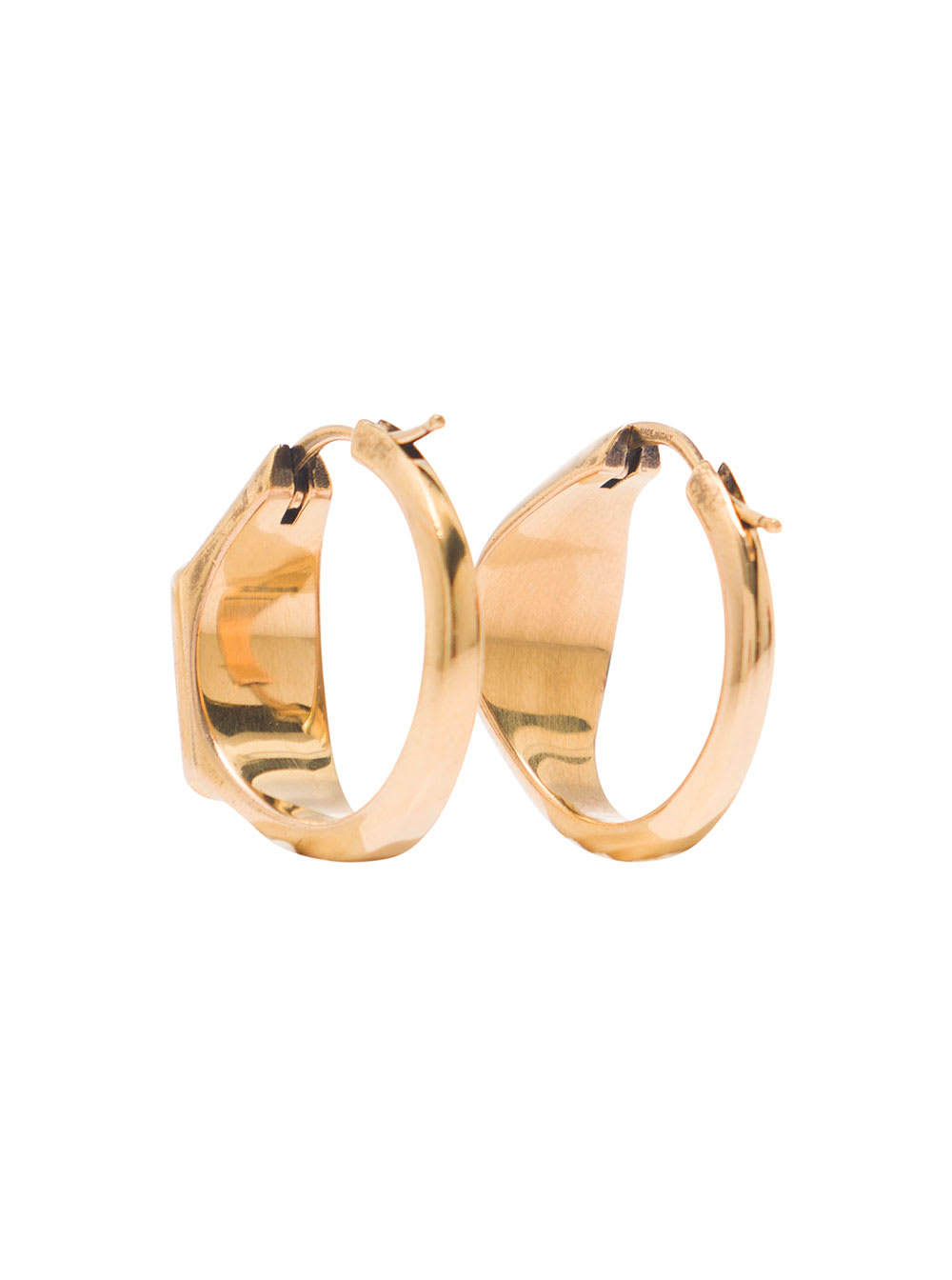 Shop Alexander Mcqueen Gold-colored Hoops Earrings With Skull And Logo Engraved In Brass Woman In Metallic