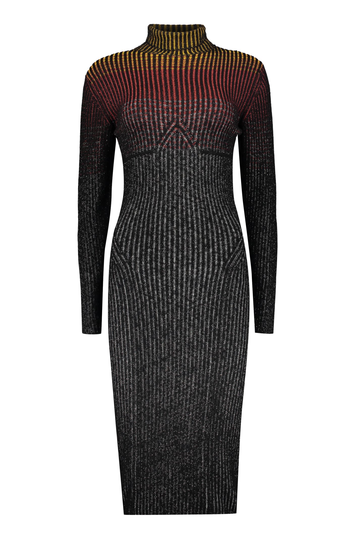 Missoni Ribbed Knit Dress In Multicolor