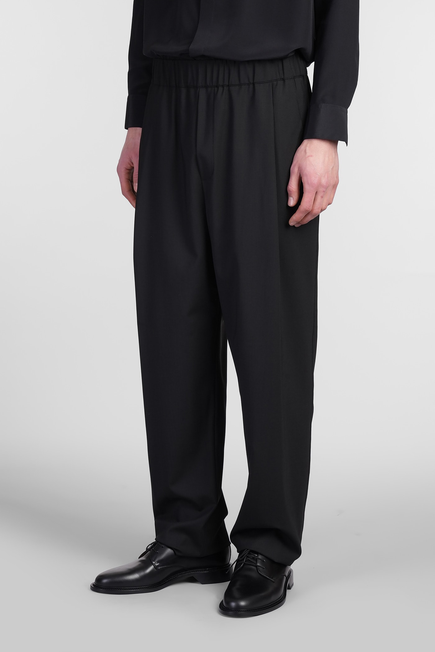 Laneus Pants In Black Wool In Black