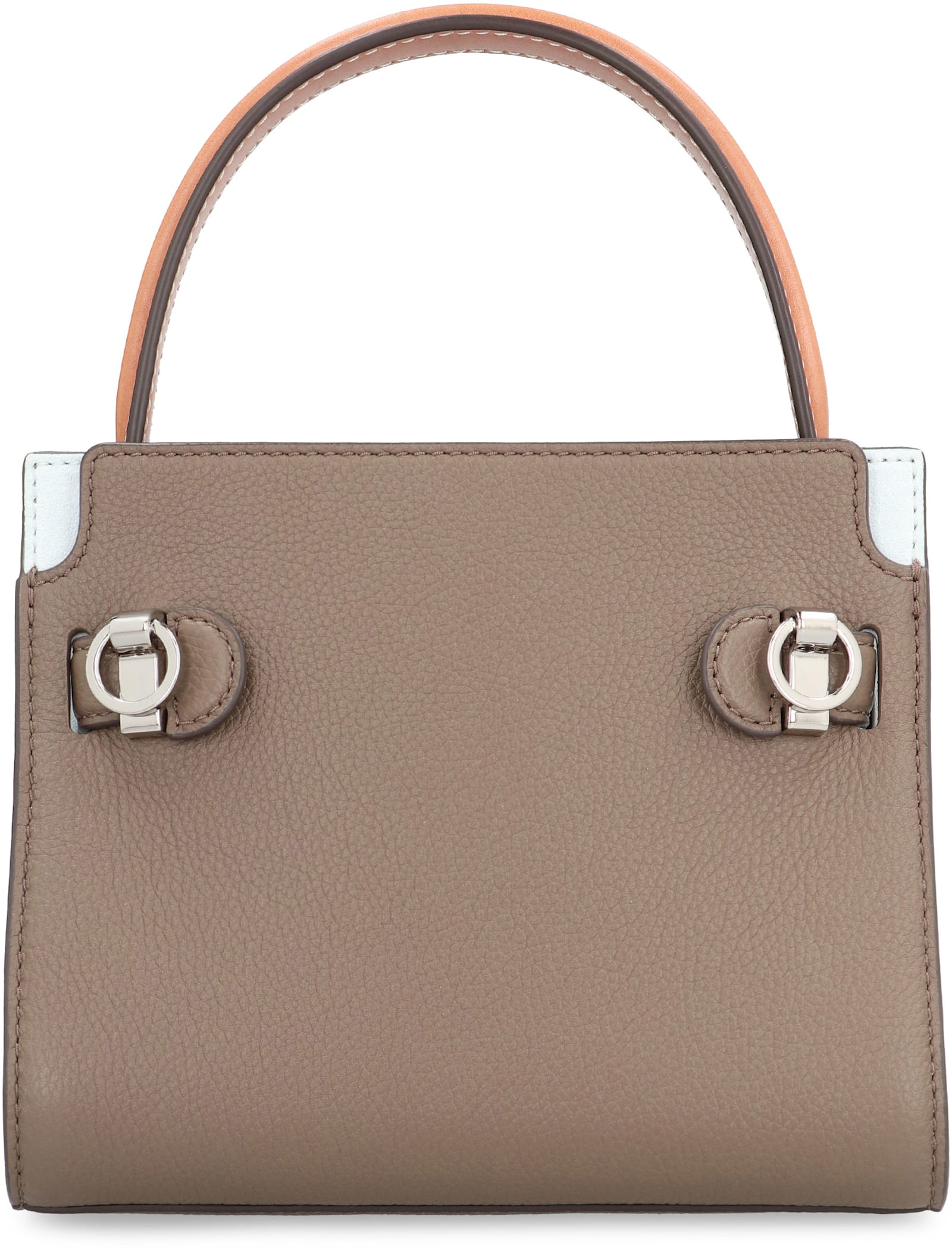 Shop Tory Burch Petite Double Lee Radziwill Leather Handbag In Turtledove