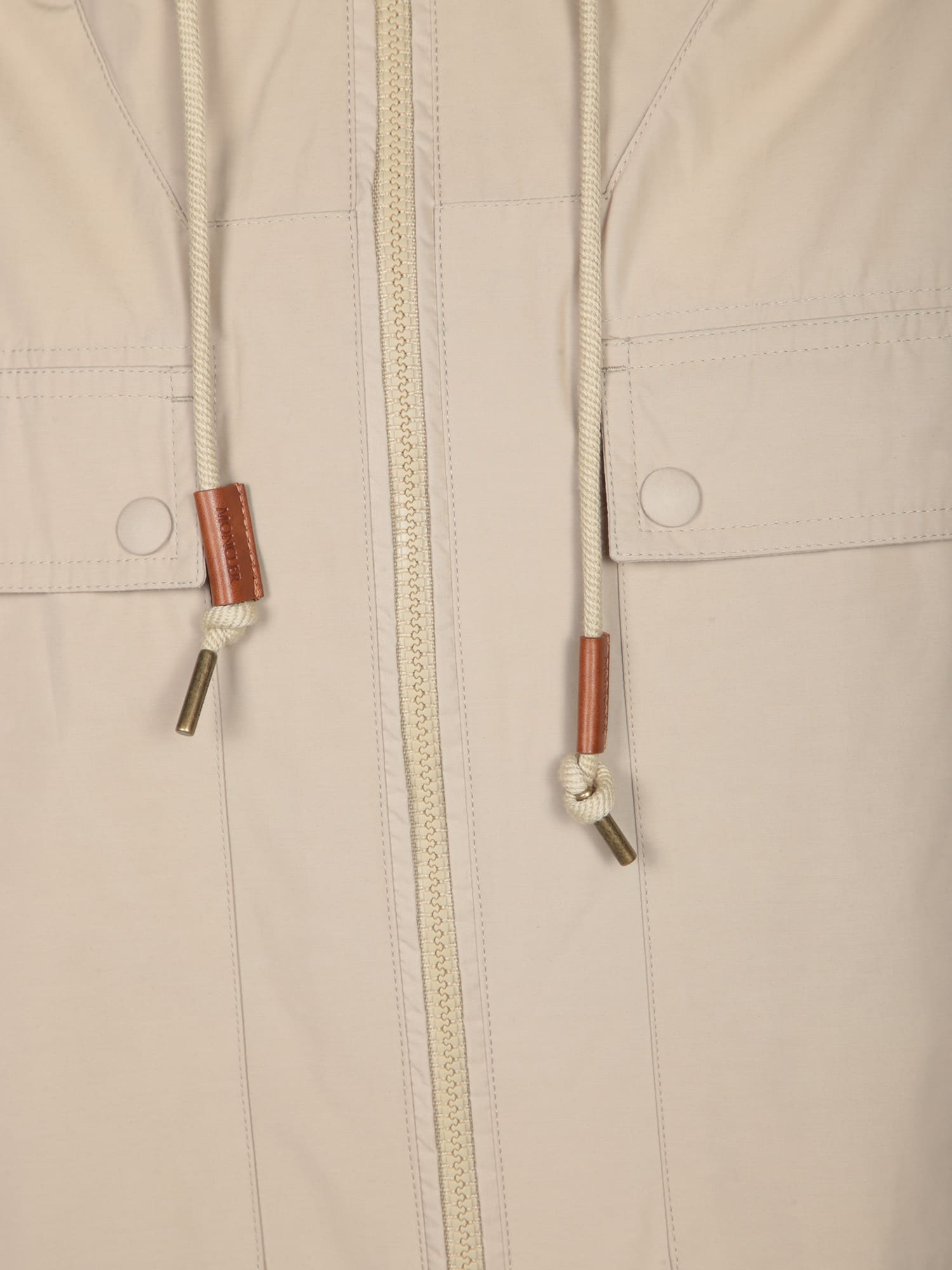 Shop Moncler Sauvan Short Beige Parka