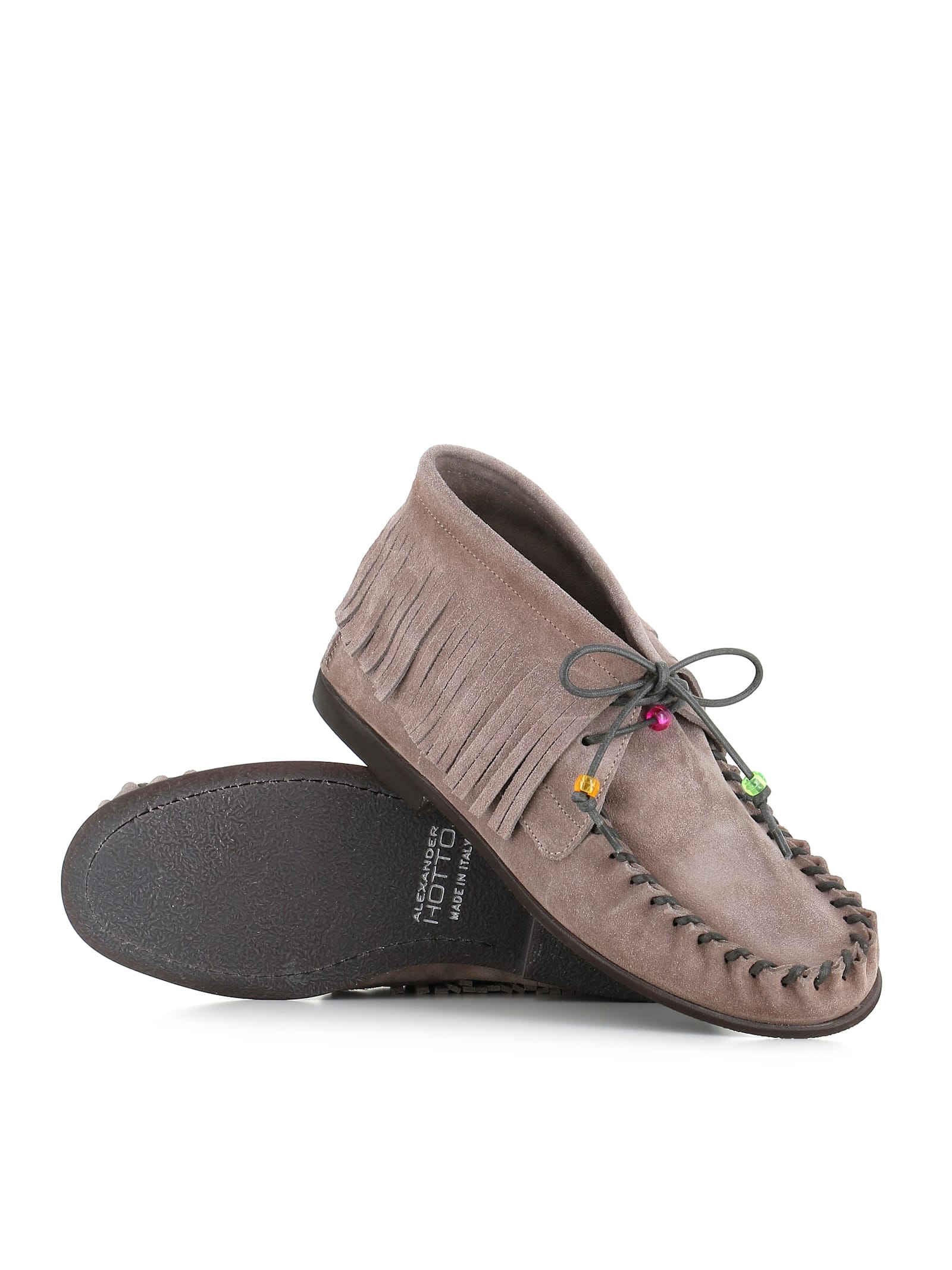 Alexander Hotto Fringe-detail Moccasin Boots In Light Grey