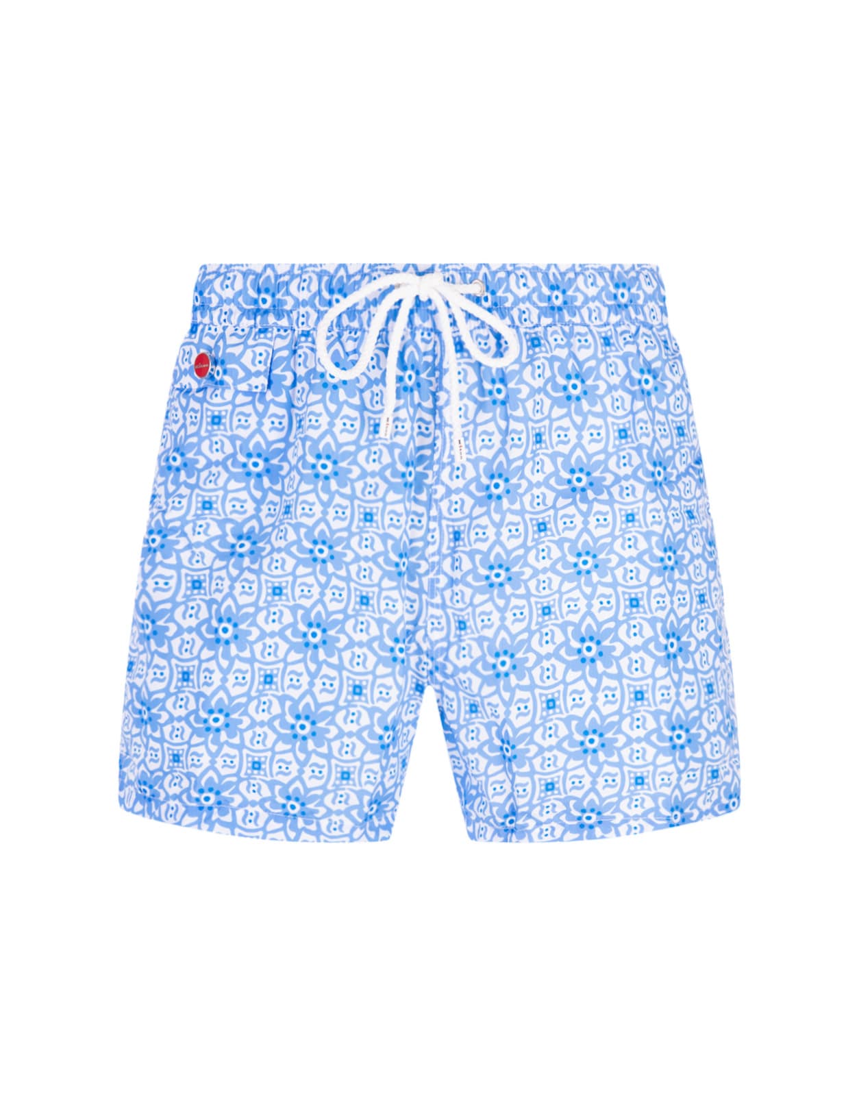 Kiton Light Blue And Swim Shorts With Majolica Pattern In Clear Blue ...