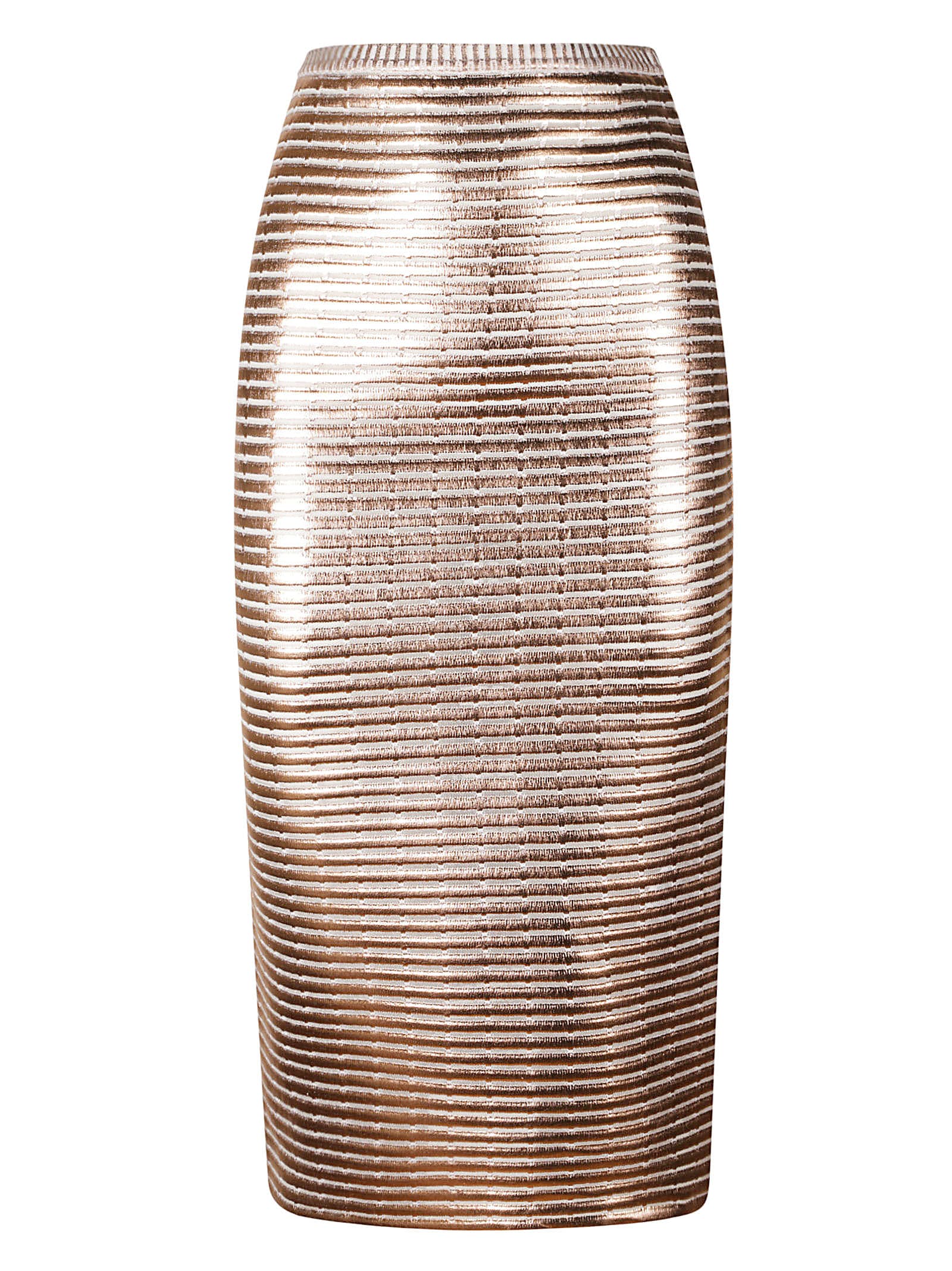 Elastic Waist Stripe Patterned Shiny Skirt